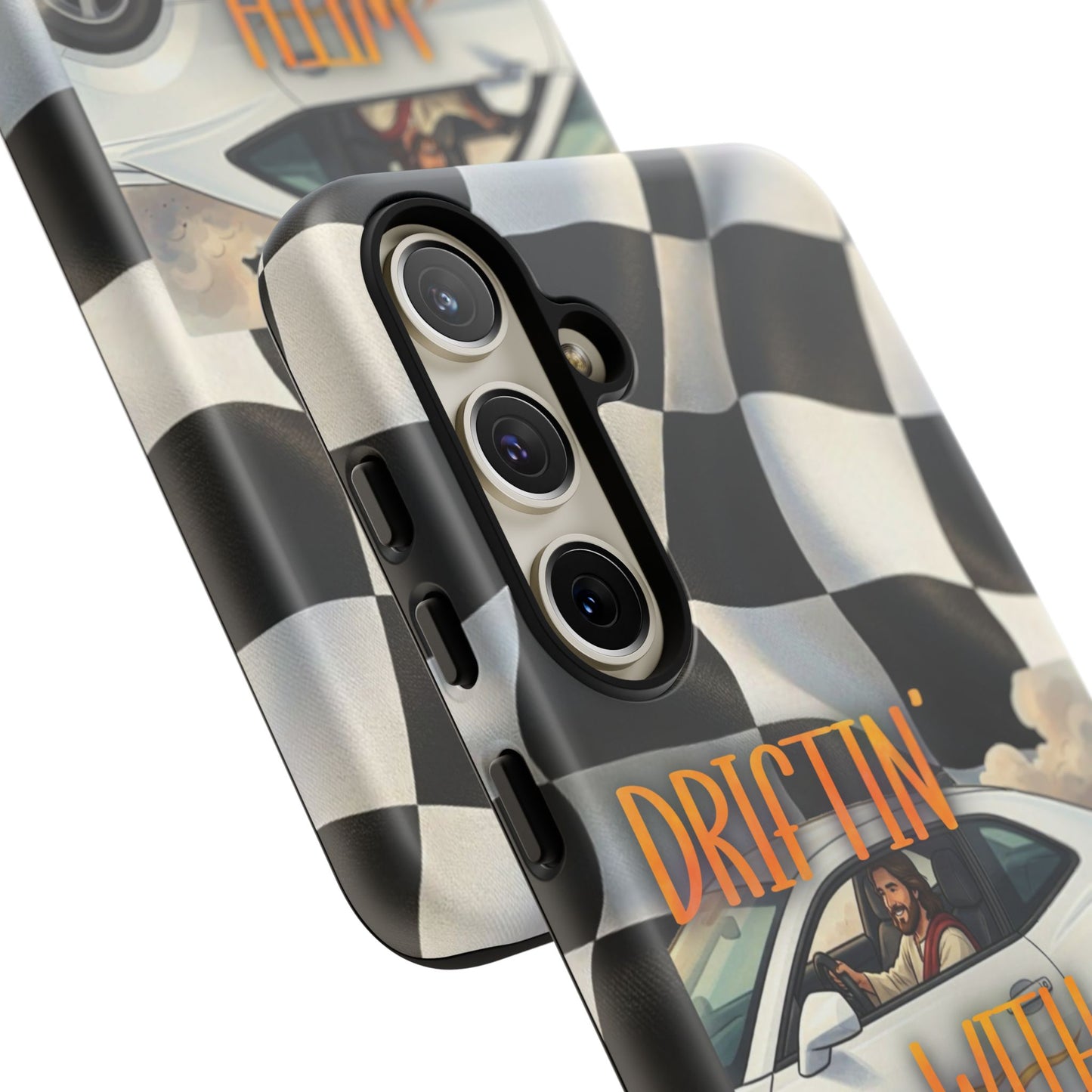 Phone Case — "Driftin' With Jesus" Racing Crosscheck Design - Samsung/ Google phones
