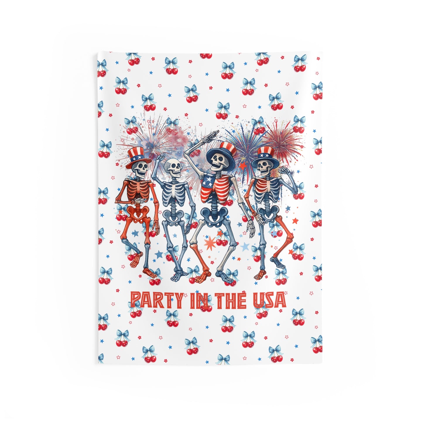 Patriotic Skeletons Tapestry — "Party in the USA" 4th of July Wall Hanging