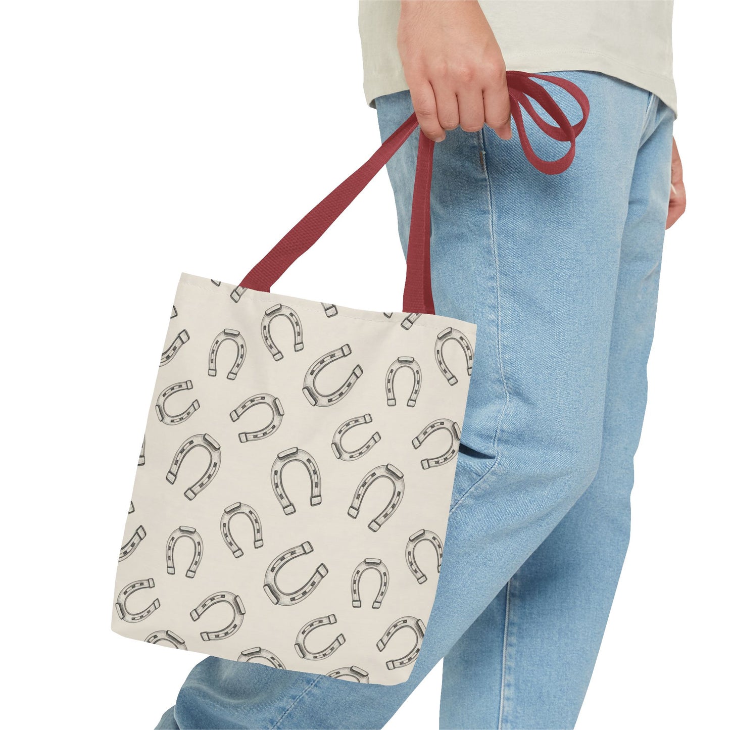 Horseshoe Pattern Tote Bag – Lucky Neutral Printed Canvas Tote