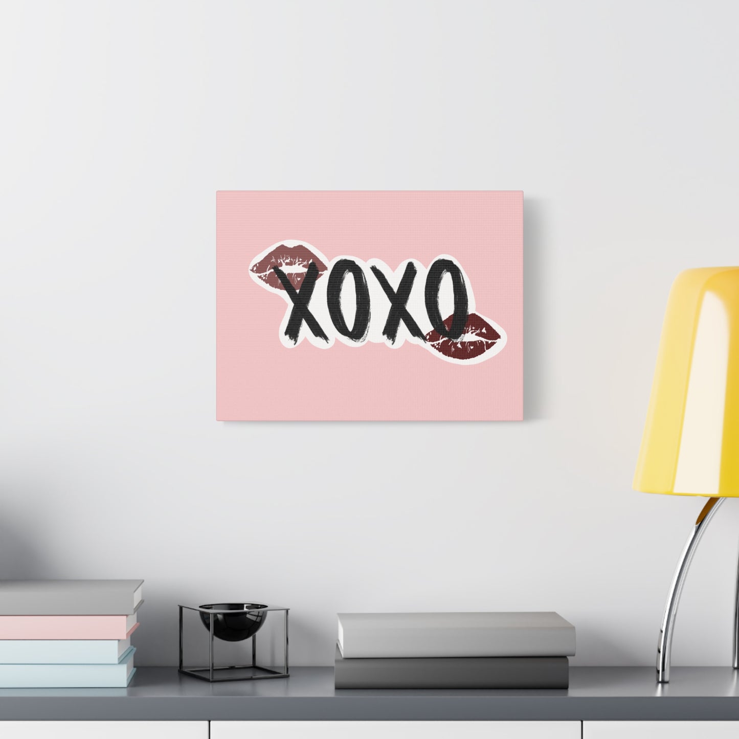 XOXO Kiss Wall Canvas — Pink Romantic Home Décor for Valentine’s Day