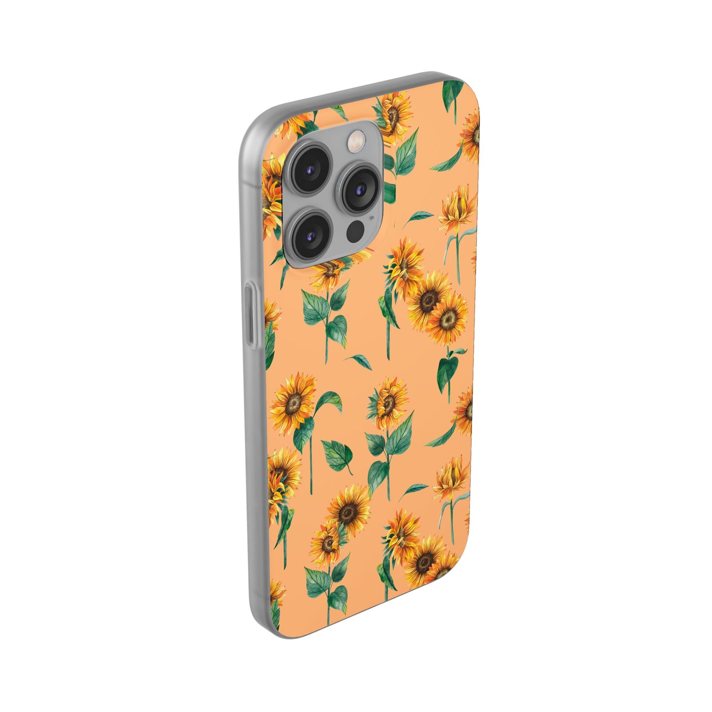 Sunflower Pattern Flexi Case — Floral Phone Case on Peach Background