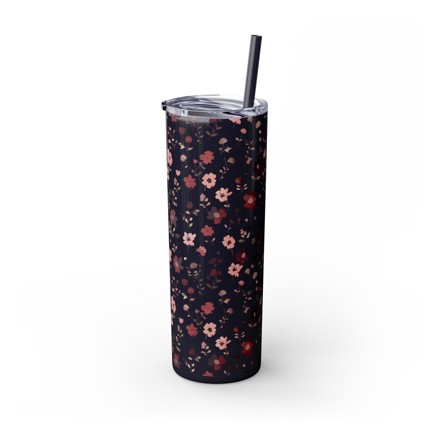 Floral Skinny Tumbler 20oz – Pink Blossom Straw Cup