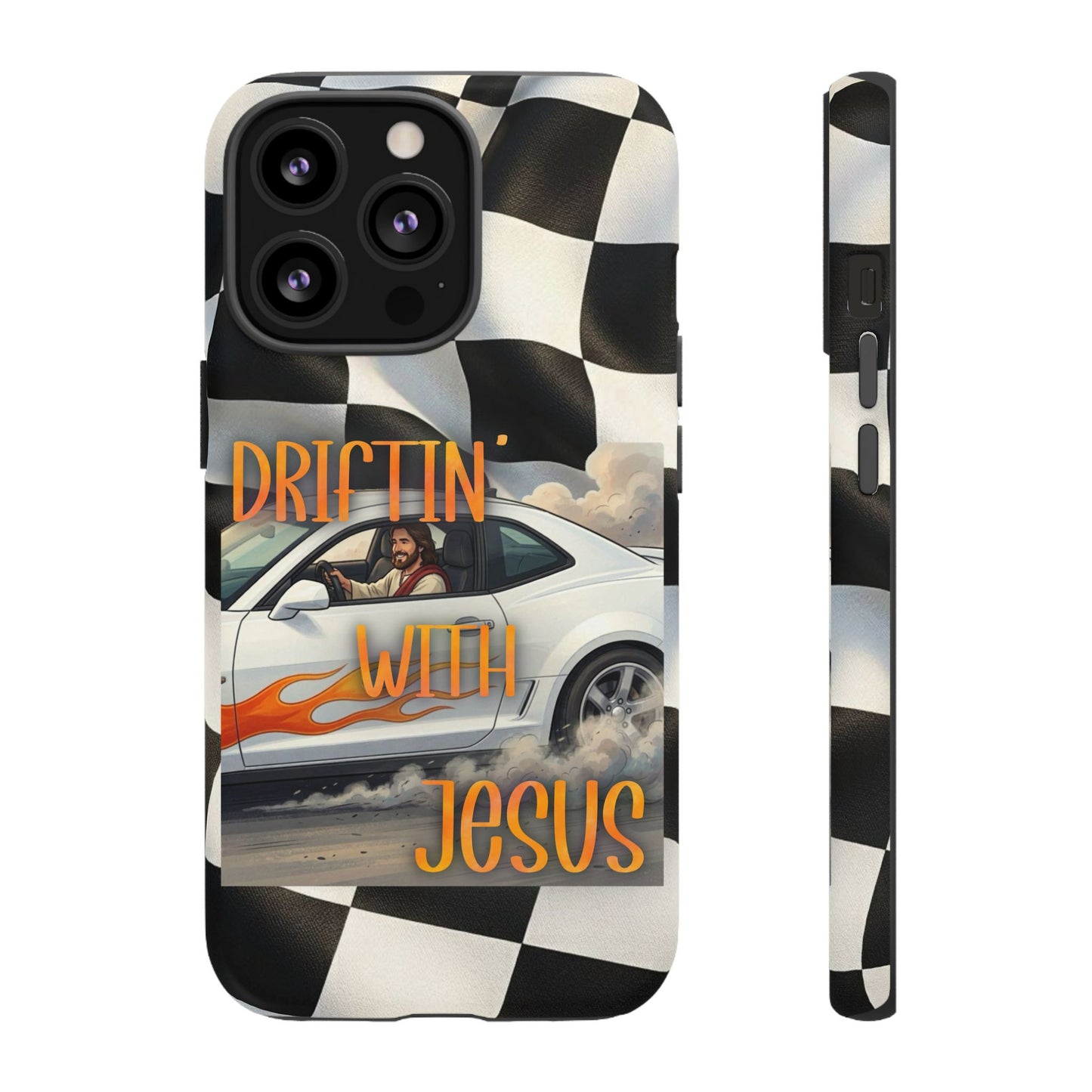 Phone Case — "Driftin' with Jesus" Racing Flag Design- iPhone