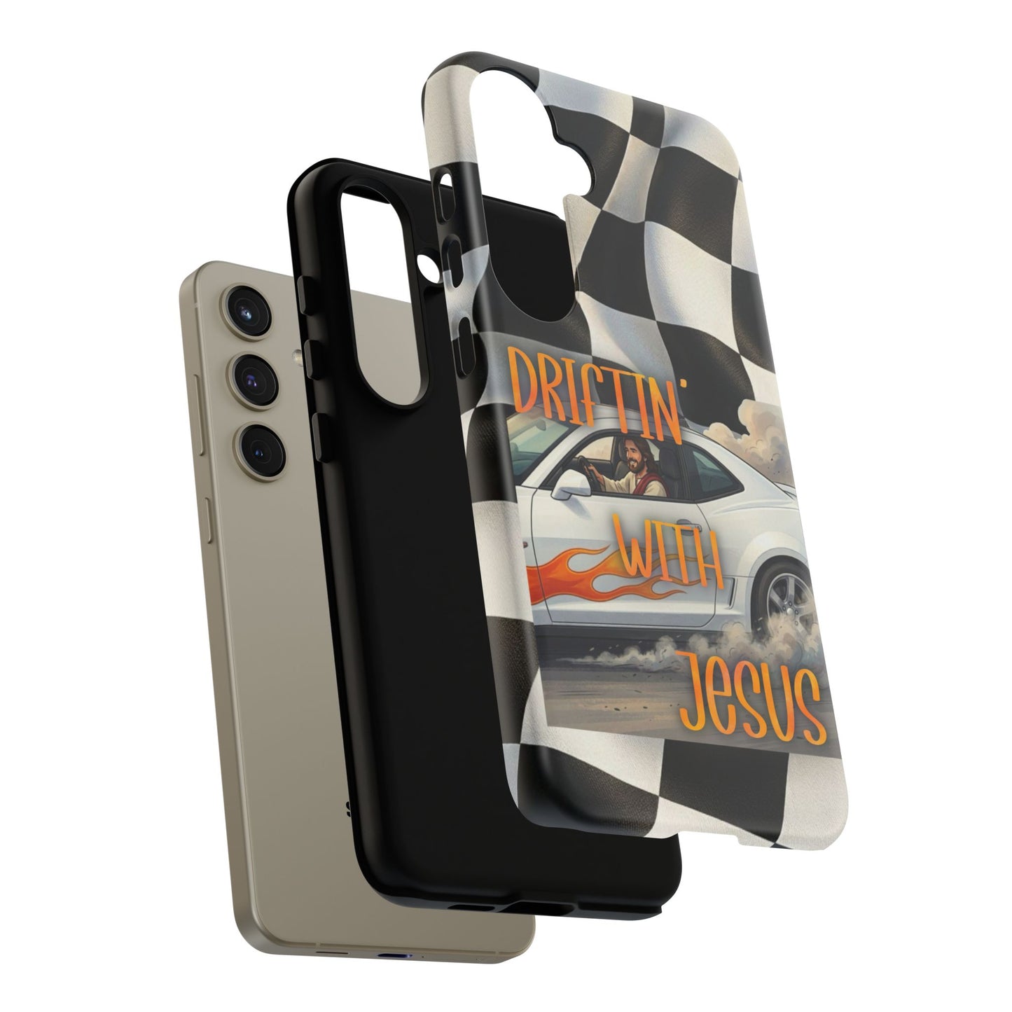 Phone Case — "Driftin' With Jesus" Racing Crosscheck Design - Samsung/ Google phones
