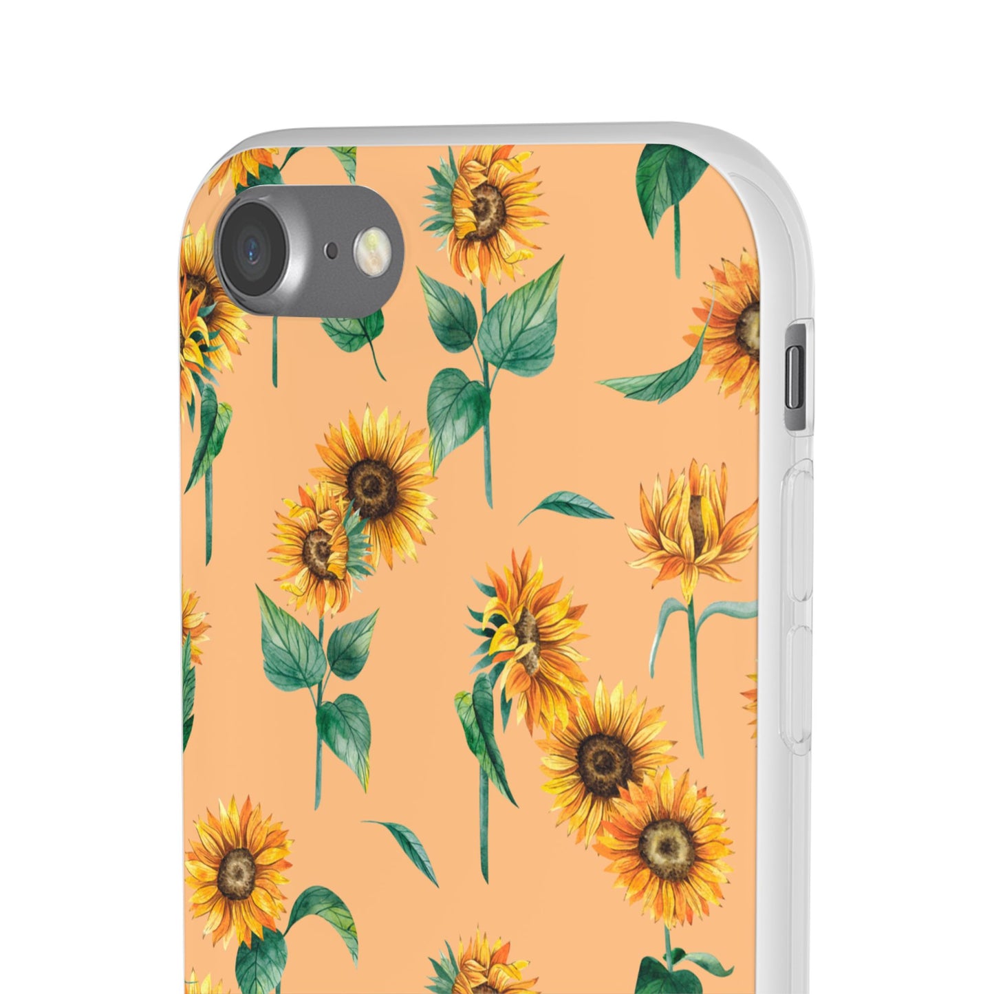 Sunflower Pattern Flexi Case — Floral Phone Case on Peach Background