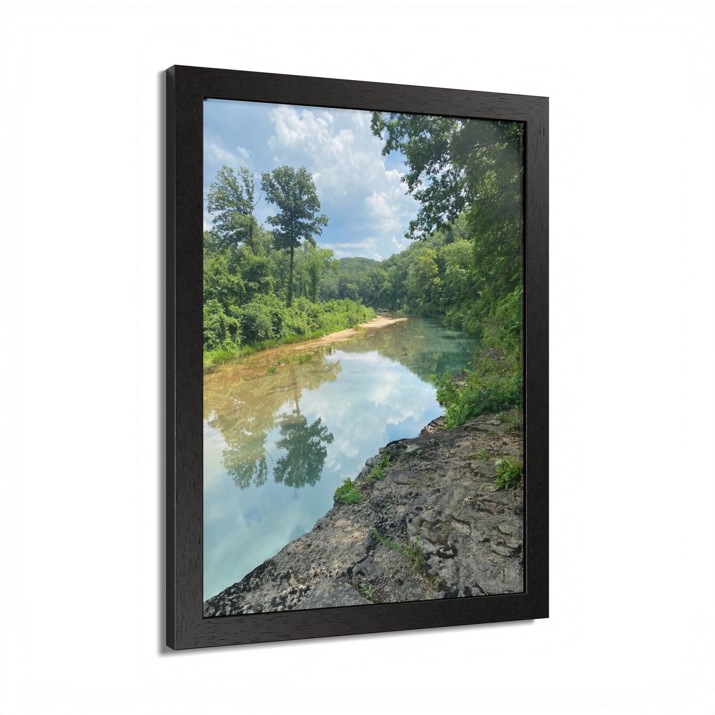 Framed Nature Poster — Serene River Landscape Wall Art