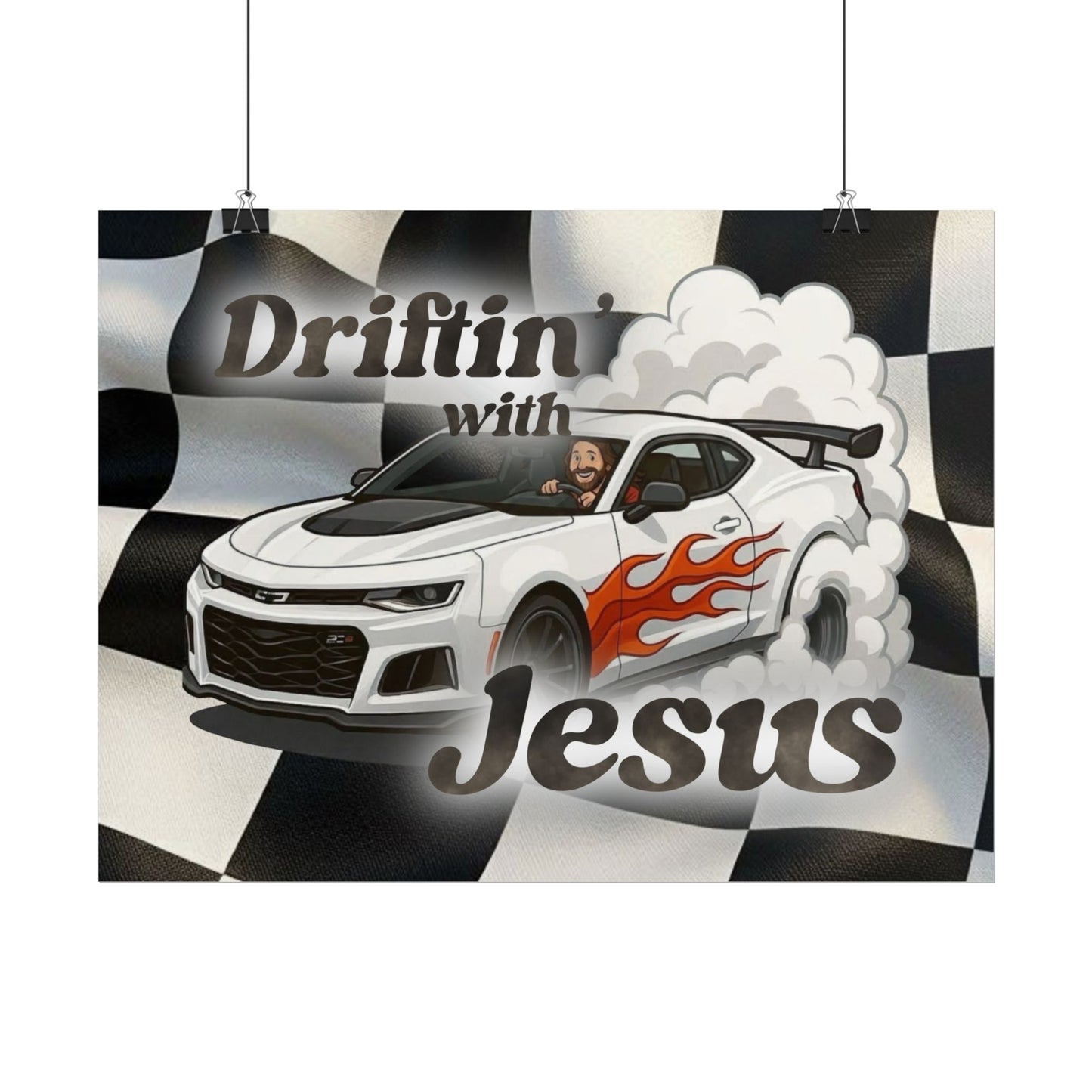 Rolled Poster — "Driftin' with Jesus" Racing Car Wall Art