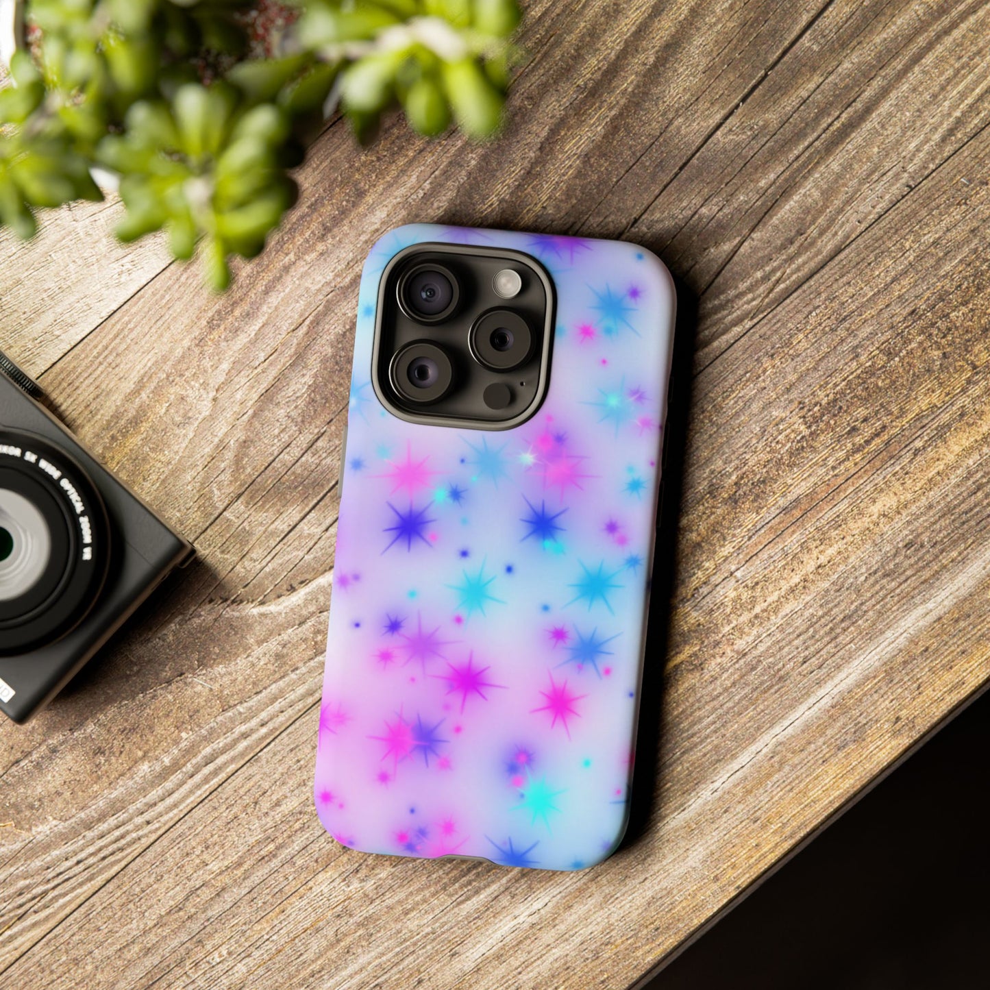 Galaxy Starburst Tough Phone Case — Pastel Pink & Blue Sparkle Protective Cover