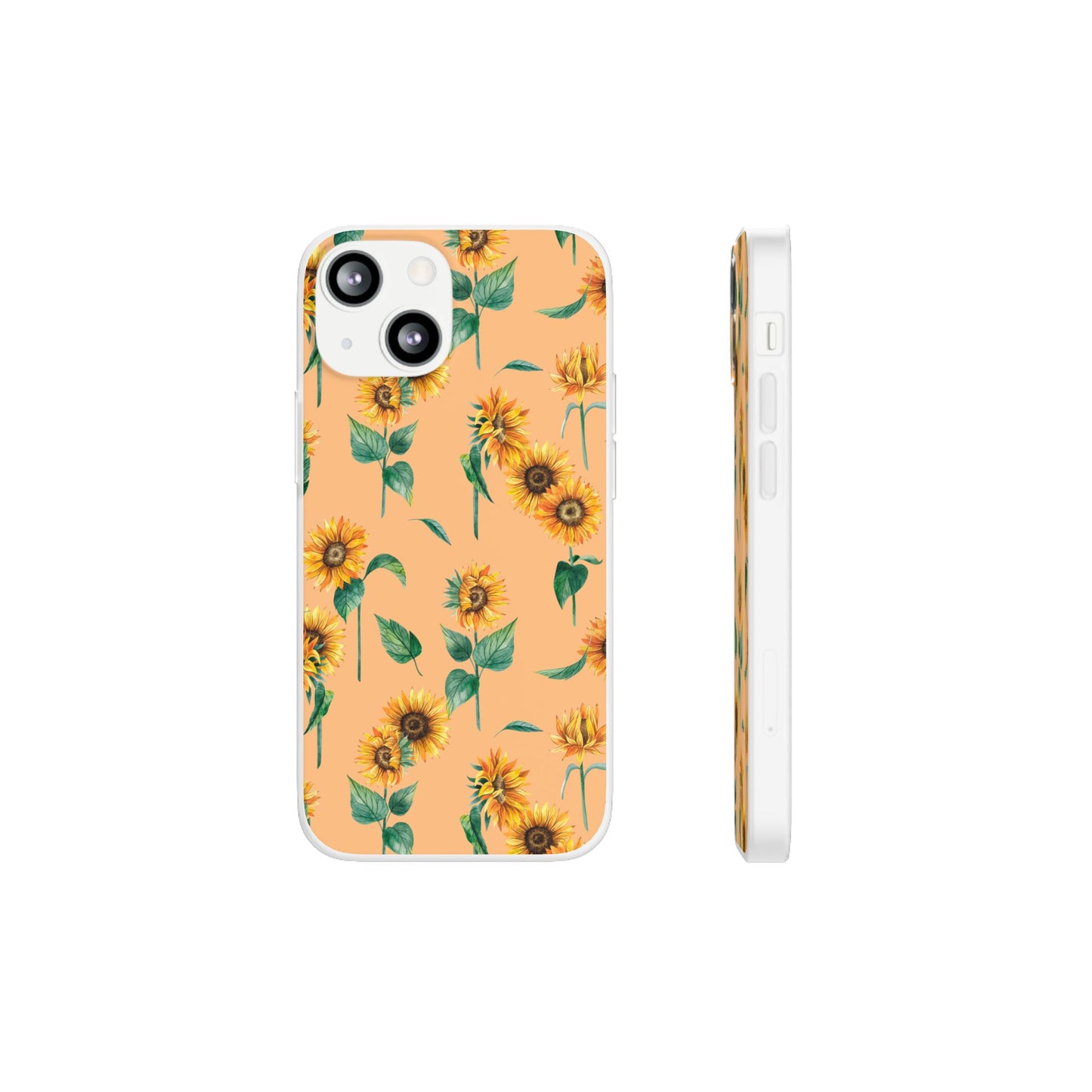 Sunflower Pattern Flexi Case — Floral Phone Case on Peach Background