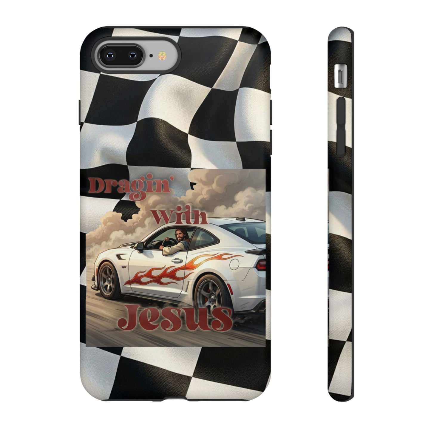 Phone Case — 'Dragin' With Jesus' Racing Checkered Design - iPhone