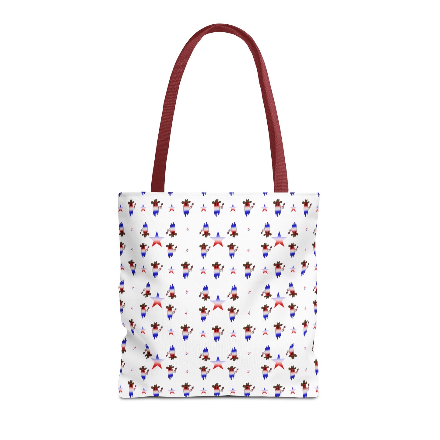 Patriotic Ghost Pattern Tote Bag – Red White Blue All-Over Print