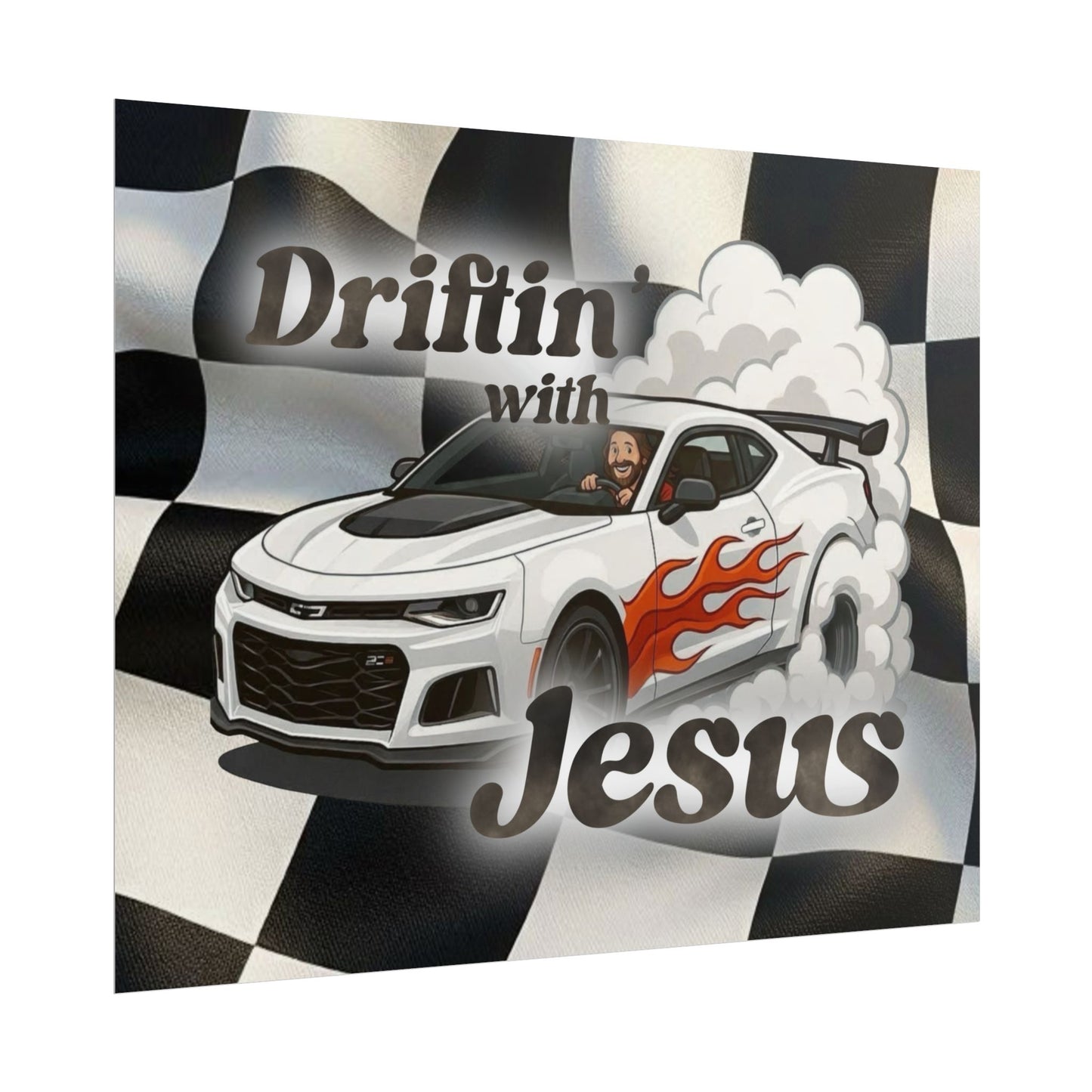 Rolled Poster — "Driftin' with Jesus" Racing Car Wall Art