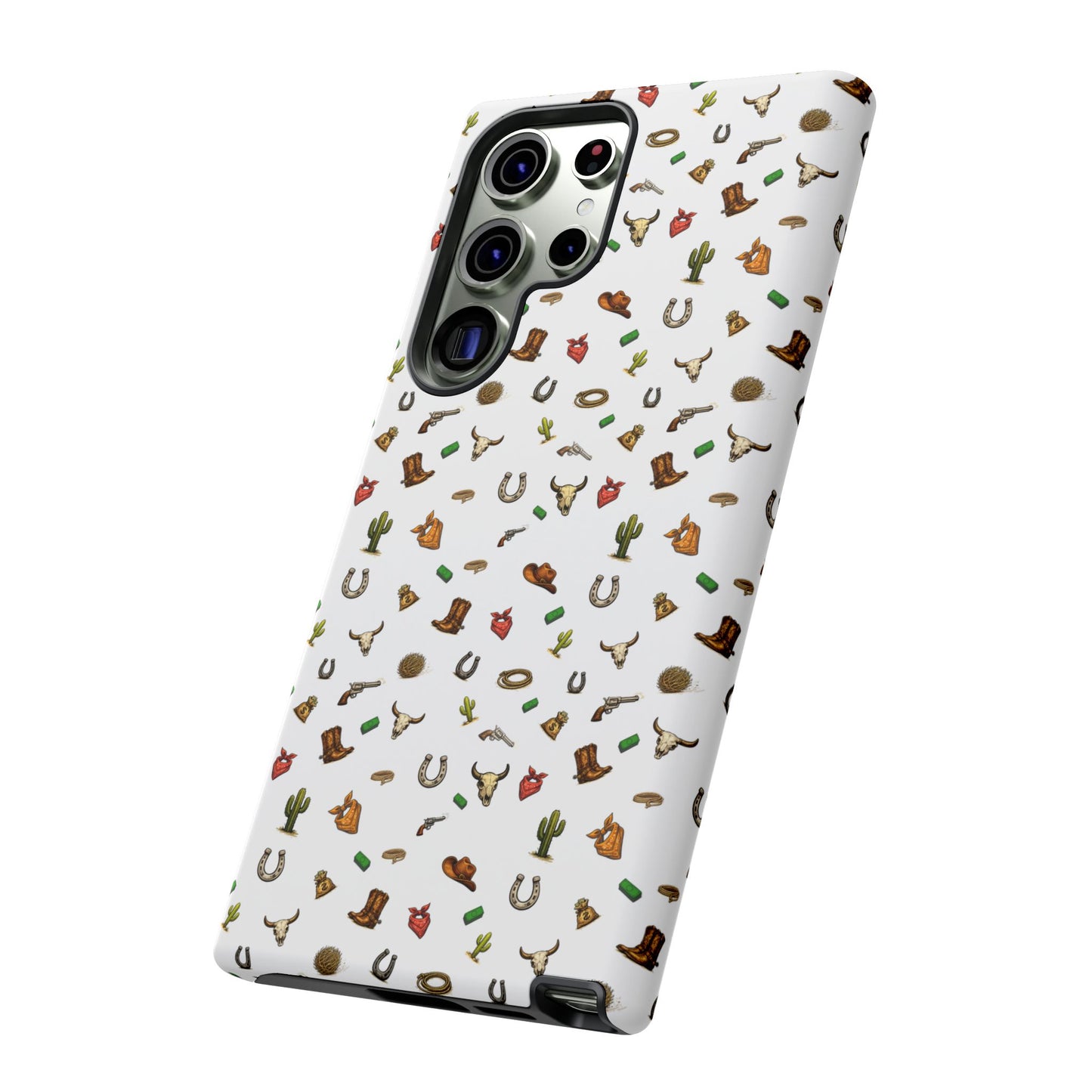 Western Pattern Phone Case — Cowboy Boots, Hats, Horseshoes & Cactus Tough Case