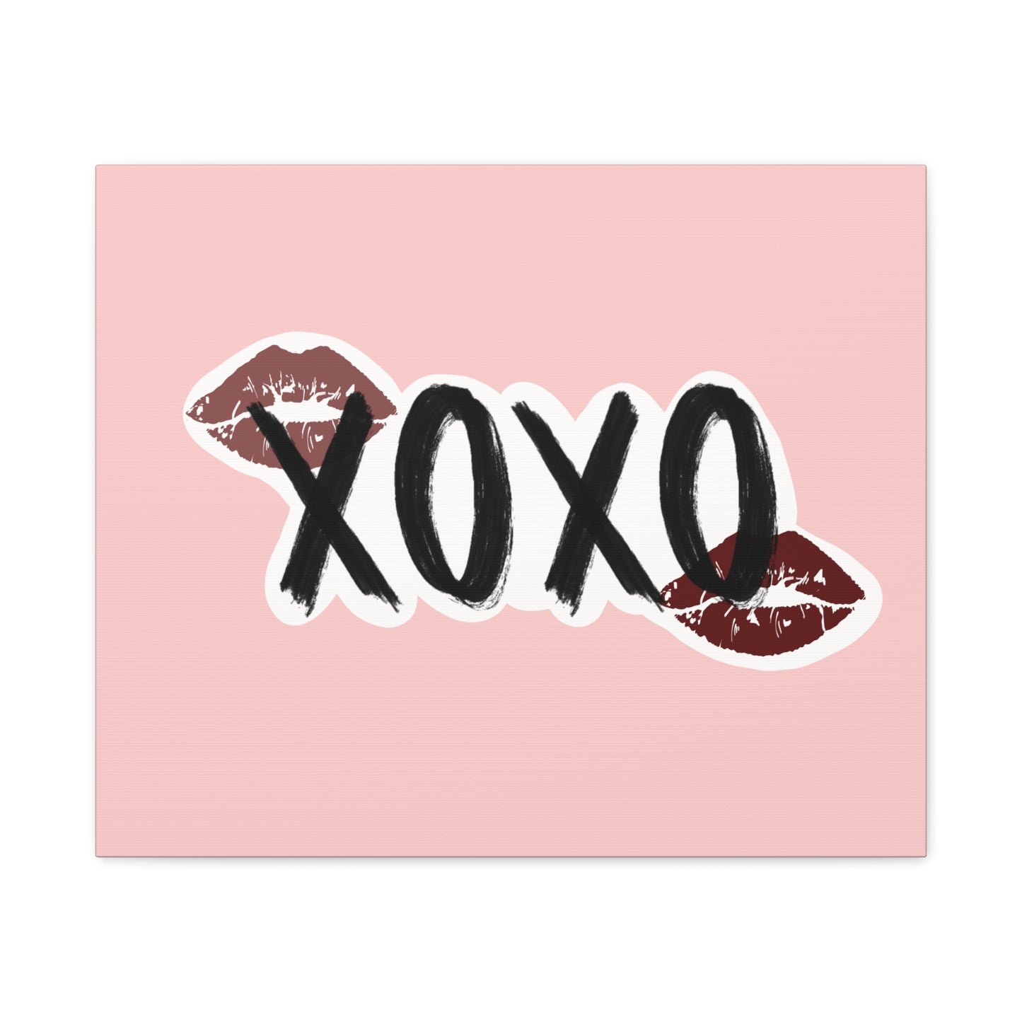 XOXO Kiss Wall Canvas — Pink Romantic Home Décor for Valentine’s Day