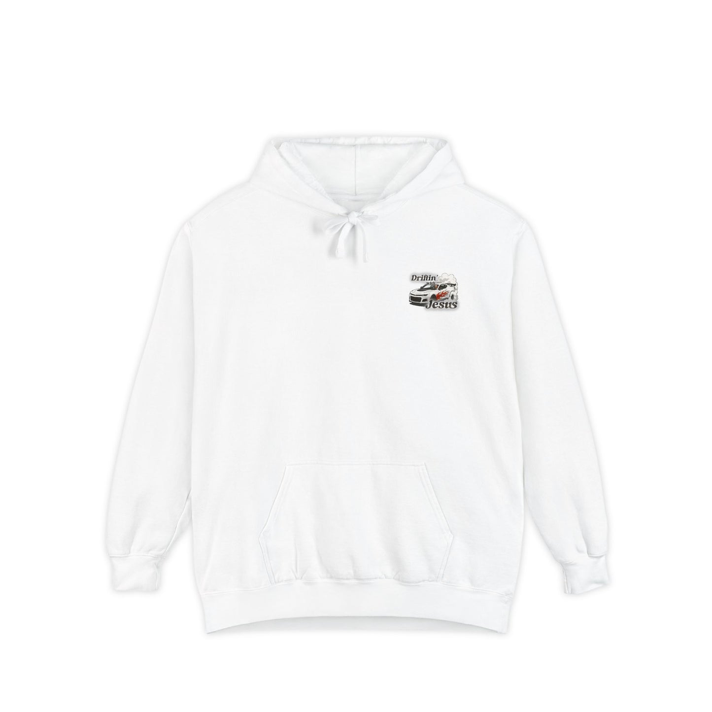 Classic Car Hoodie — Small Chest Graphic “drifting with jesus" Pullover
