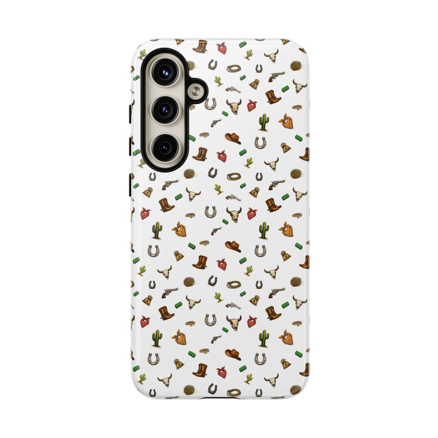 Western Pattern Phone Case — Cowboy Boots, Hats, Horseshoes & Cactus Tough Case