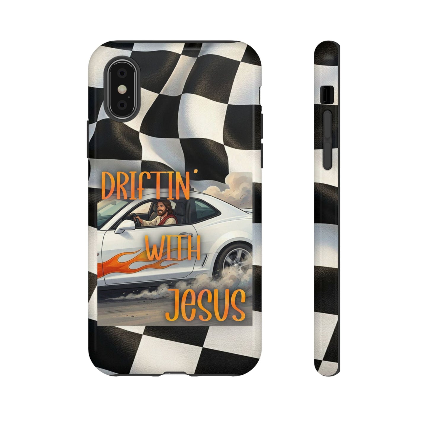Phone Case — "Driftin' with Jesus" Racing Flag Design- iPhone
