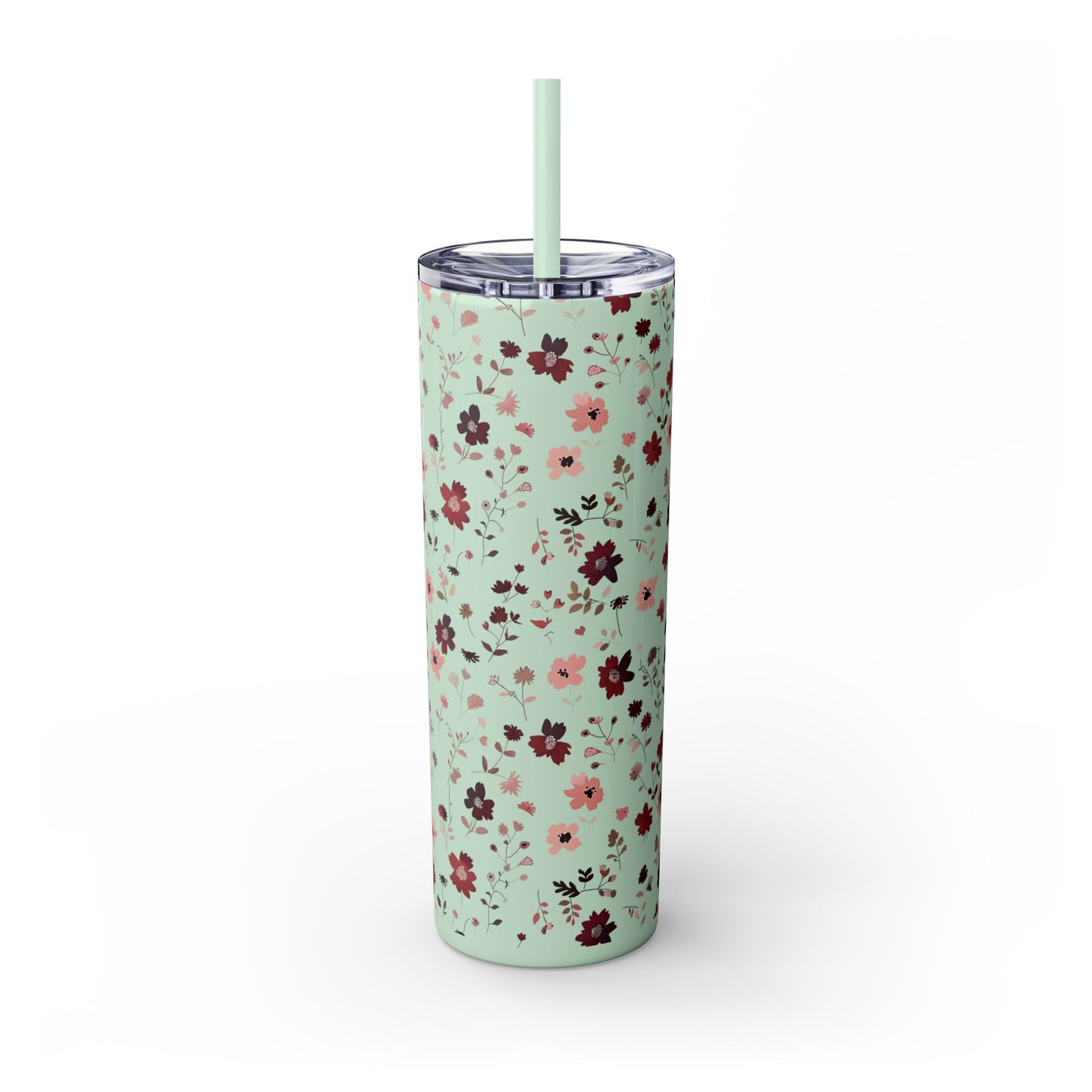 Floral Skinny Tumbler 20oz – Pink Blossom Straw Cup