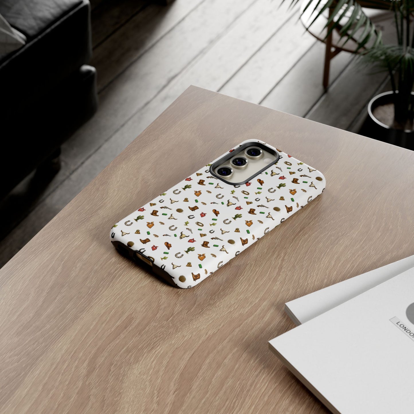 Western Pattern Phone Case — Cowboy Boots, Hats, Horseshoes & Cactus Tough Case