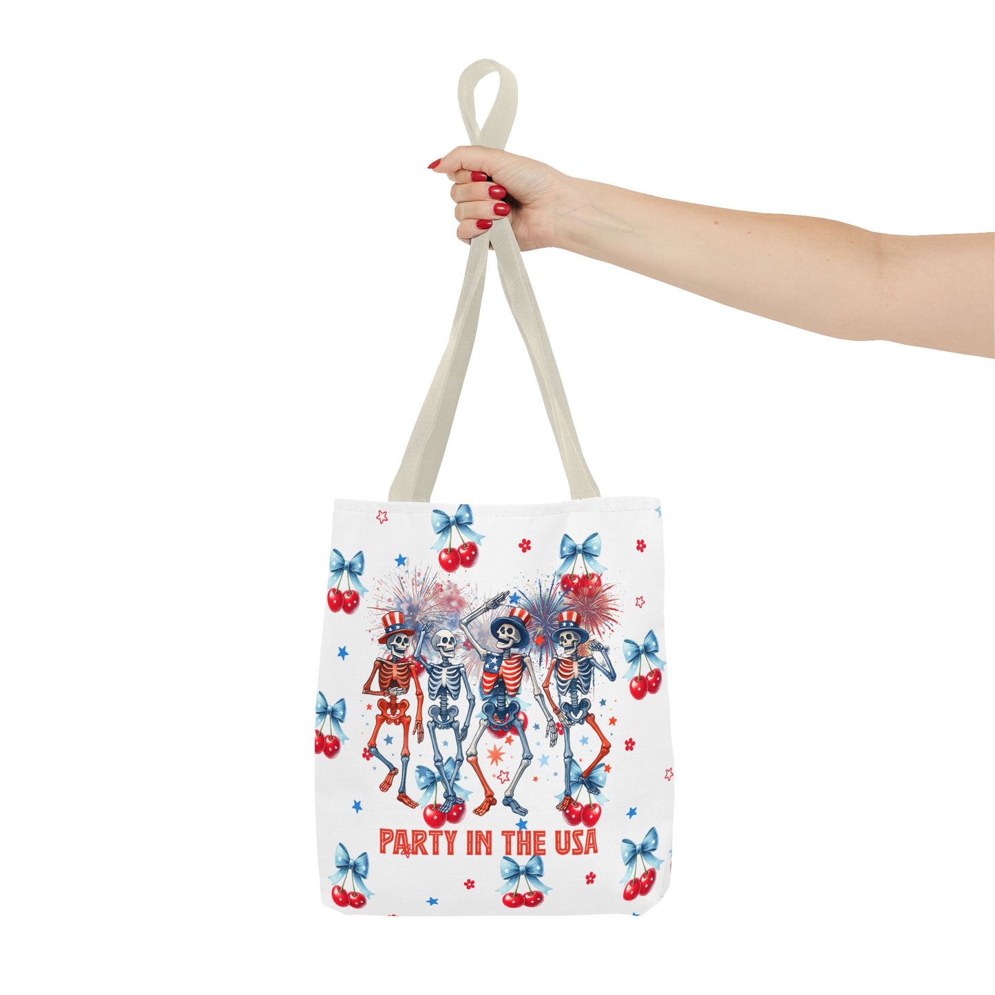 Patriotic Skeletons Tote Bag — "Party in the USA" 4th of July All-Over Print
