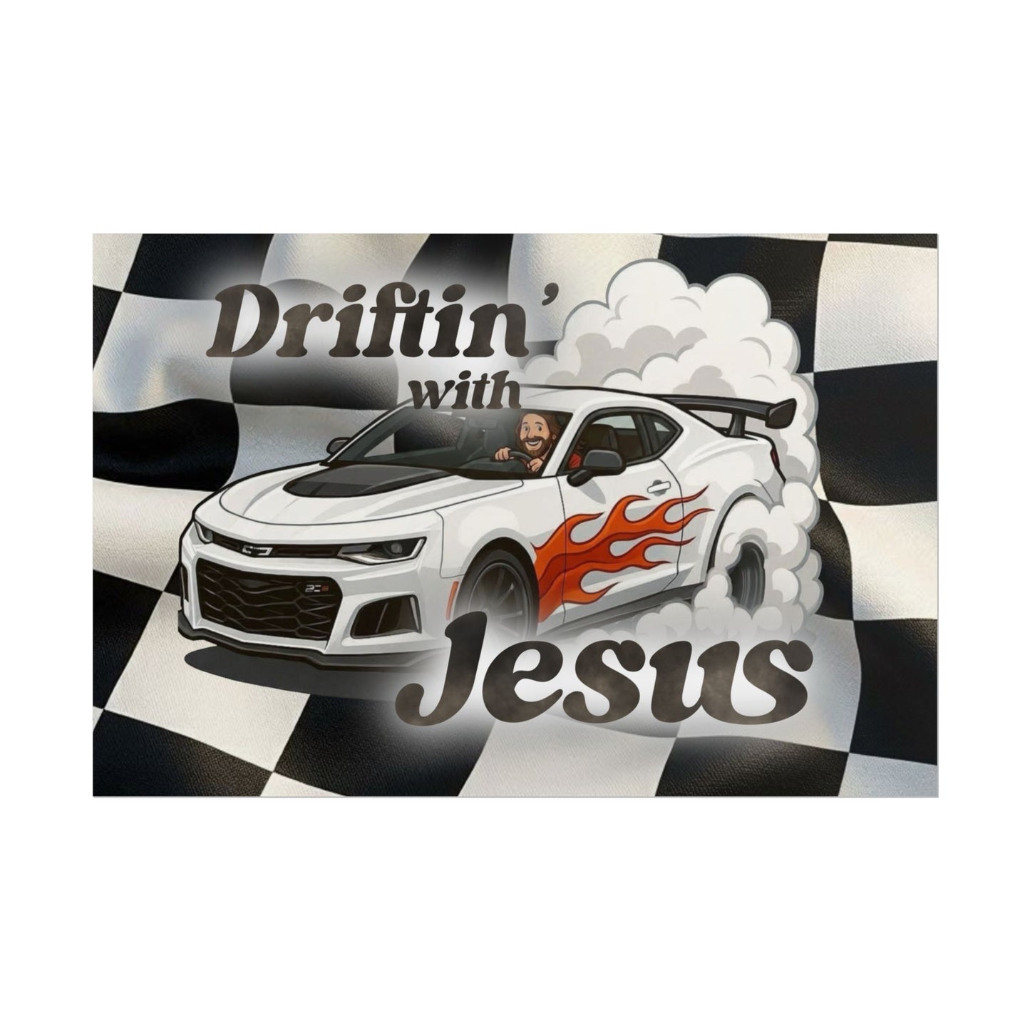 Rolled Poster — "Driftin' with Jesus" Racing Car Wall Art