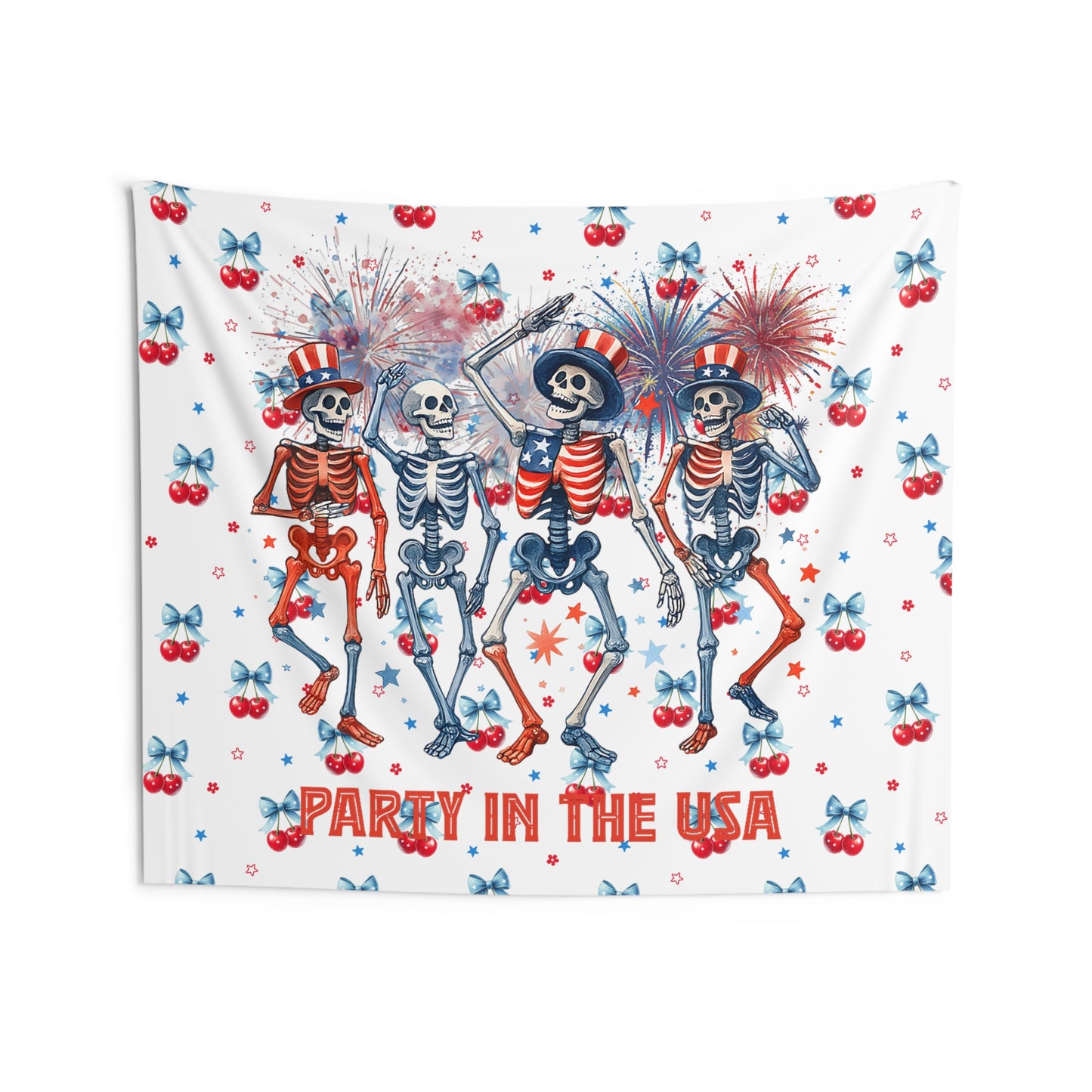 Patriotic Skeletons Tapestry — "Party in the USA" 4th of July Wall Hanging