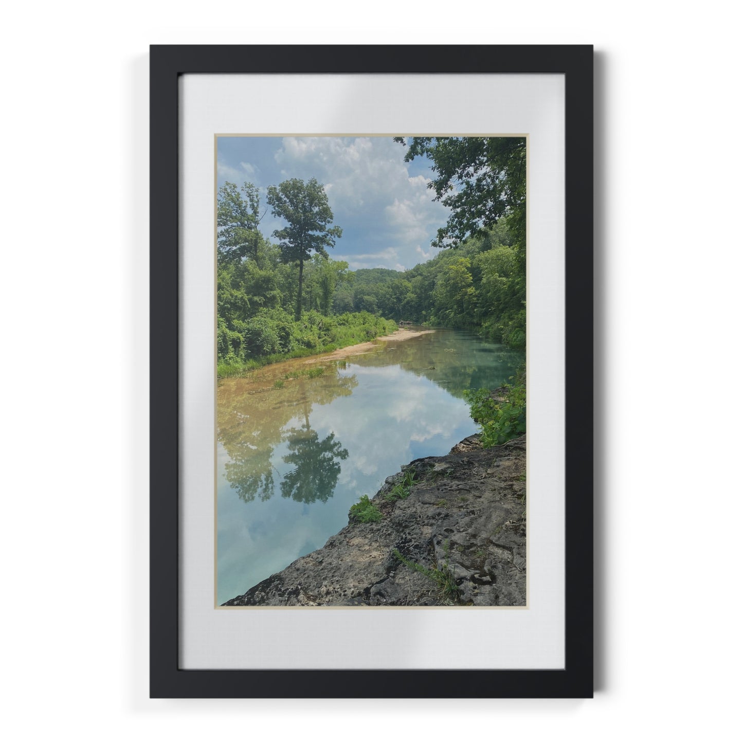 Black Framed Landscape Poster — River Reflection Wall Art