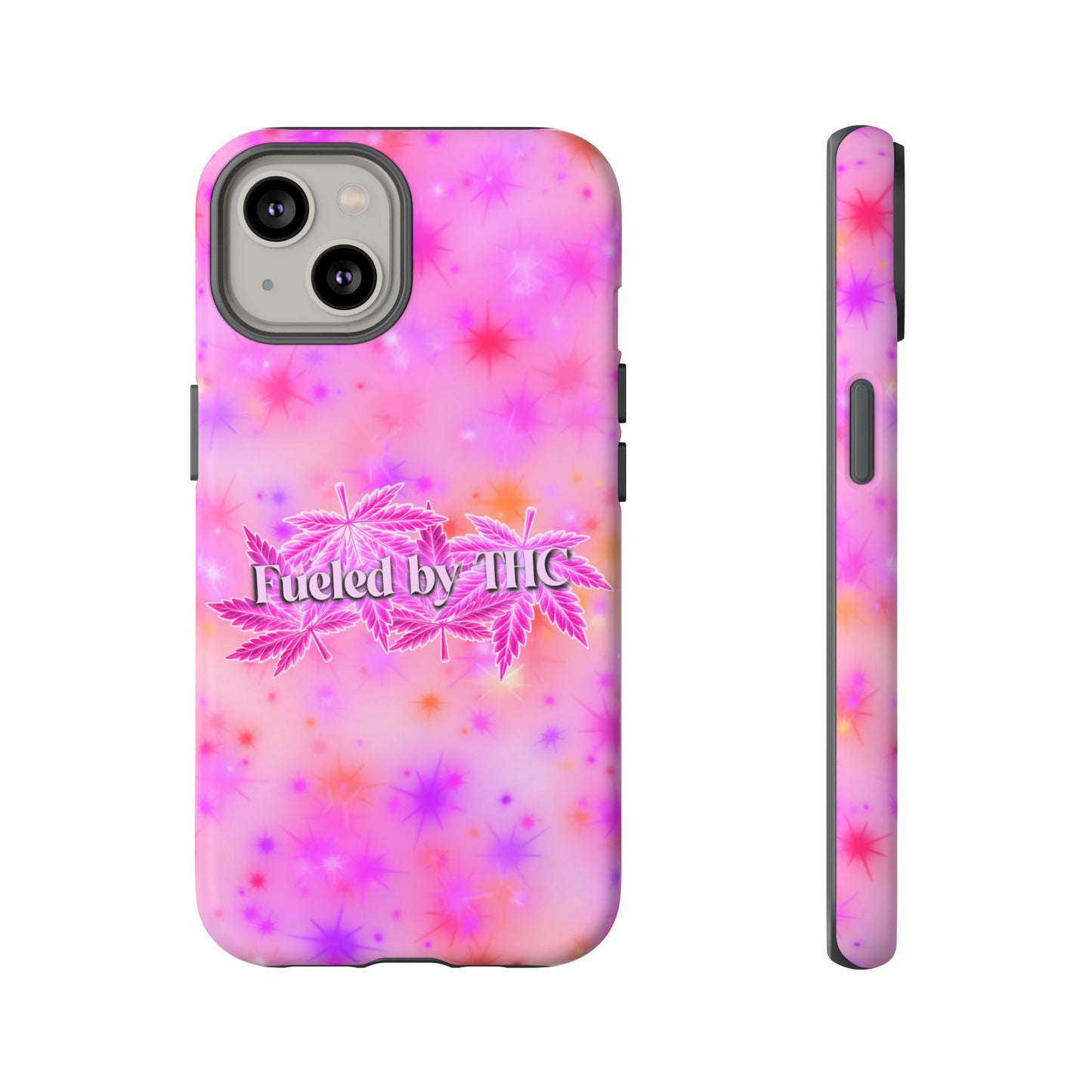 Fueled by THC Phone Case — Pink Cannabis Leaf Protective Case