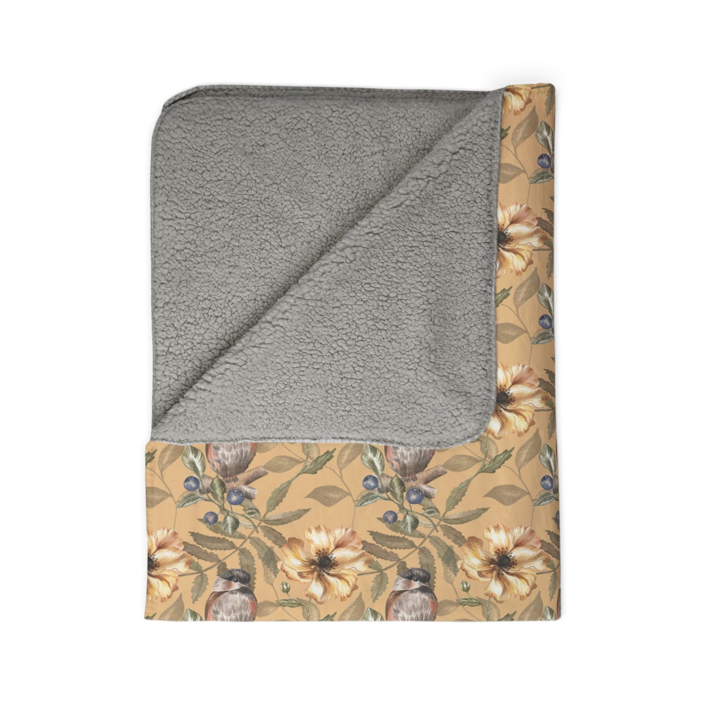 Vintage Floral Sherpa Blanket – Cozy Botanical Throw