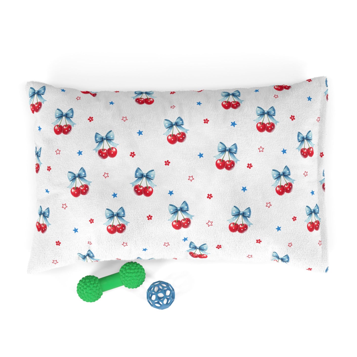 Cherry Bow Pet Bed — Cute Red Cherry Pattern Dog & Cat Cushion