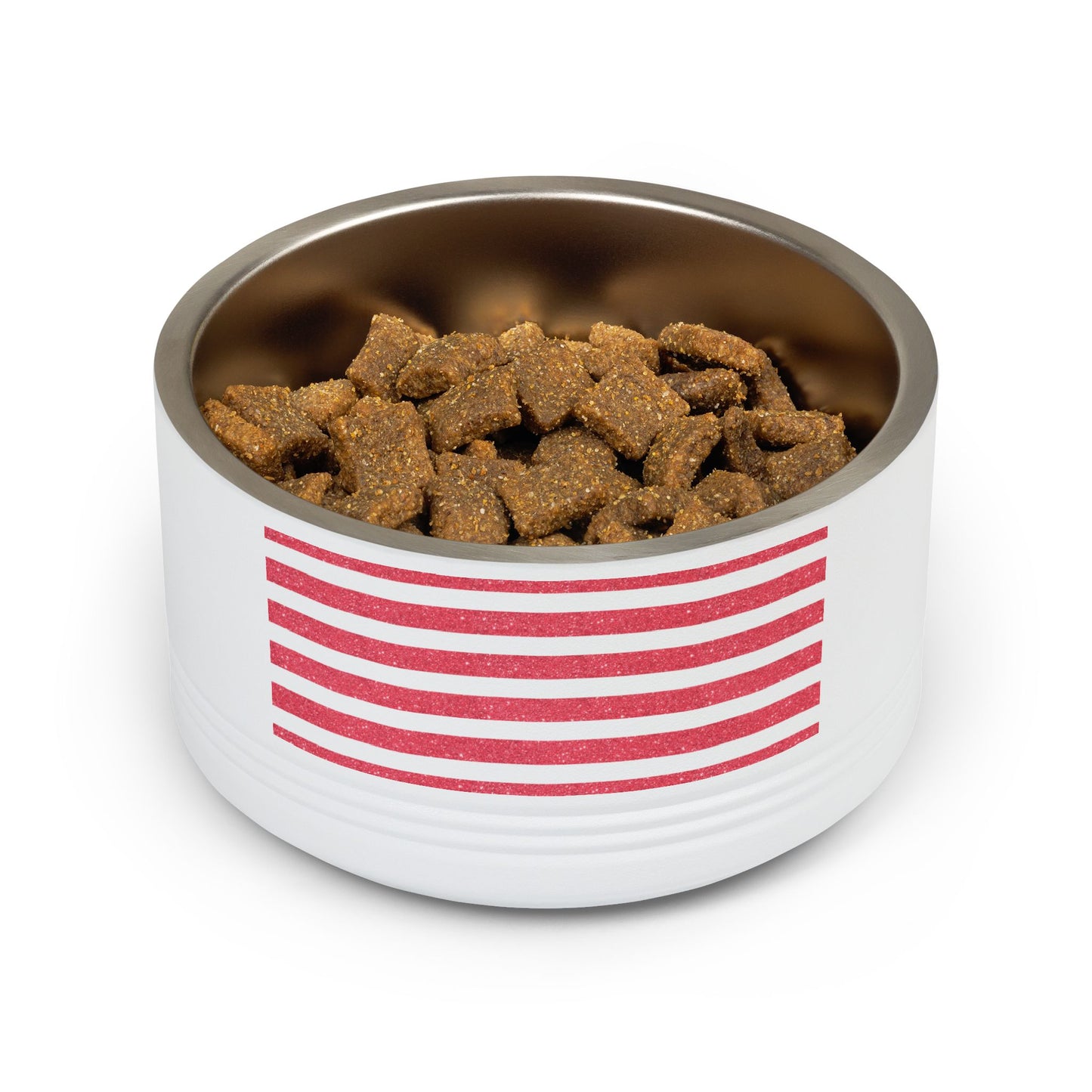 Personalized Pet Bowl - 18oz Red Striped Custom Name Dog & Cat Bowl