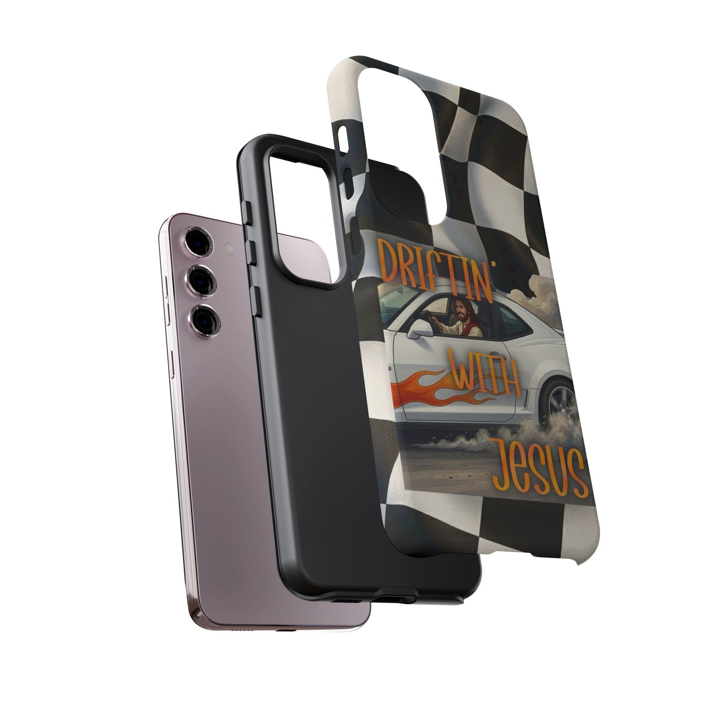 Phone Case — "Driftin' With Jesus" Racing Crosscheck Design - Samsung/ Google phones
