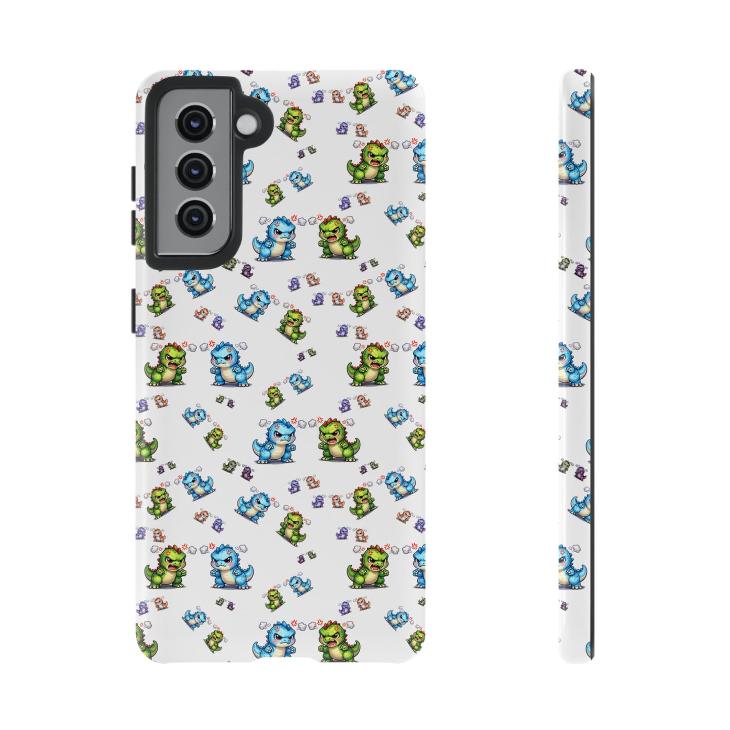 Cute Dino Pattern Phone Case — Playful Cartoon Dinosaur Tough Phone Cover