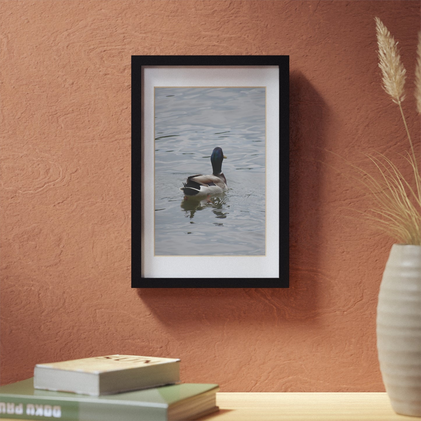Framed Duck Poster — Black Frame Wall Art (Mallard Photography)