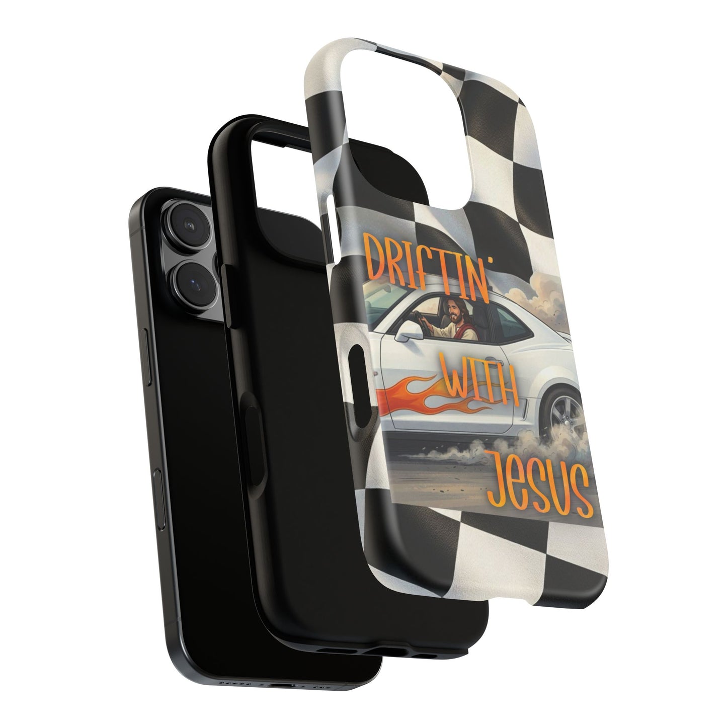 Phone Case — "Driftin' with Jesus" Racing Flag Design- iPhone