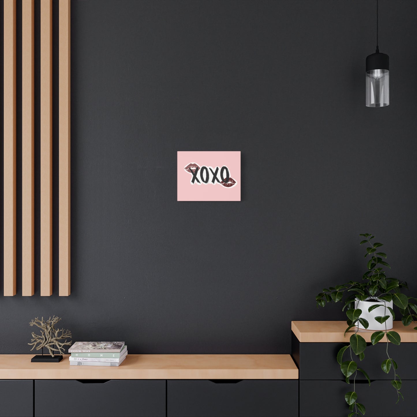 XOXO Kiss Wall Canvas — Pink Romantic Home Décor for Valentine’s Day