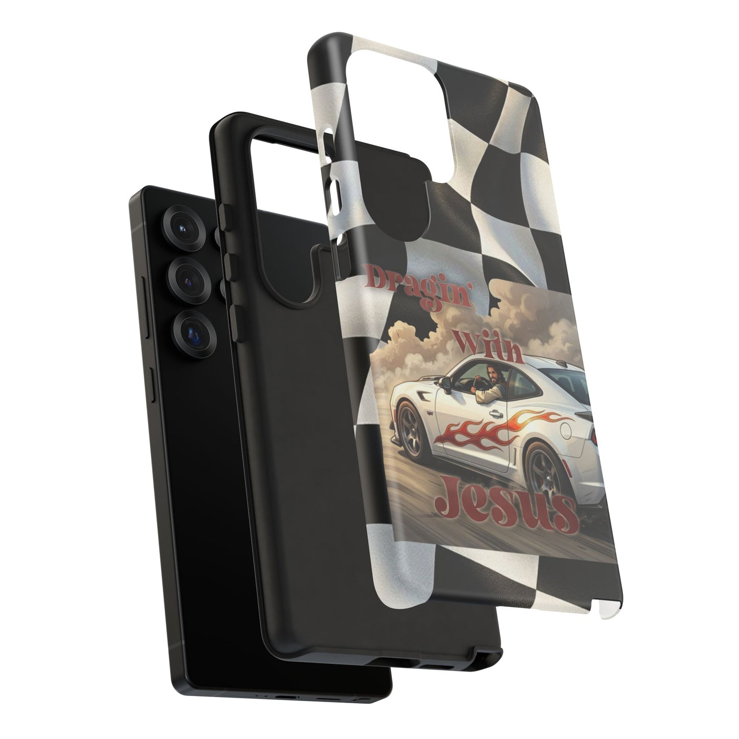 Phone Case — "Dragin' With Jesus" Racing Checkered flag - Samsung / Google phones