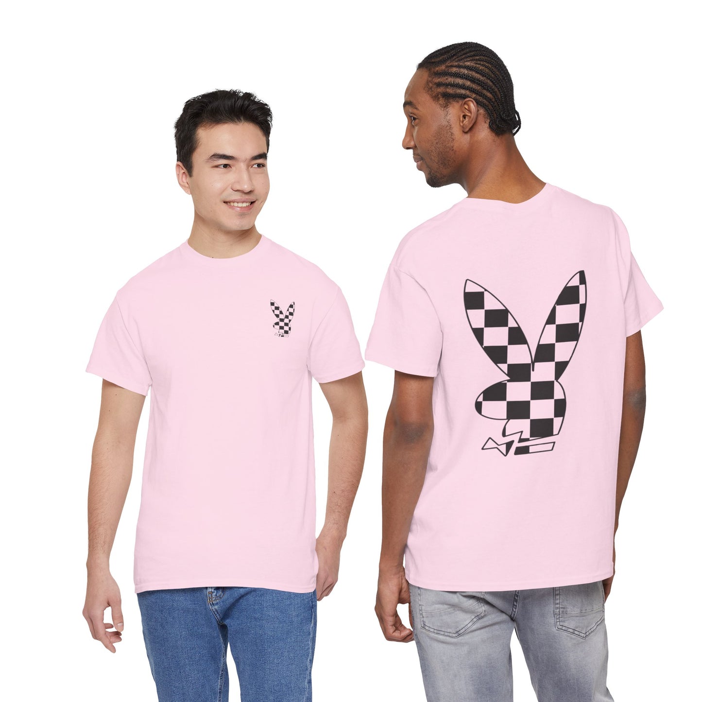 Checkerboard Bunny Tee — Retro Skate-Inspired Graphic T-Shirt