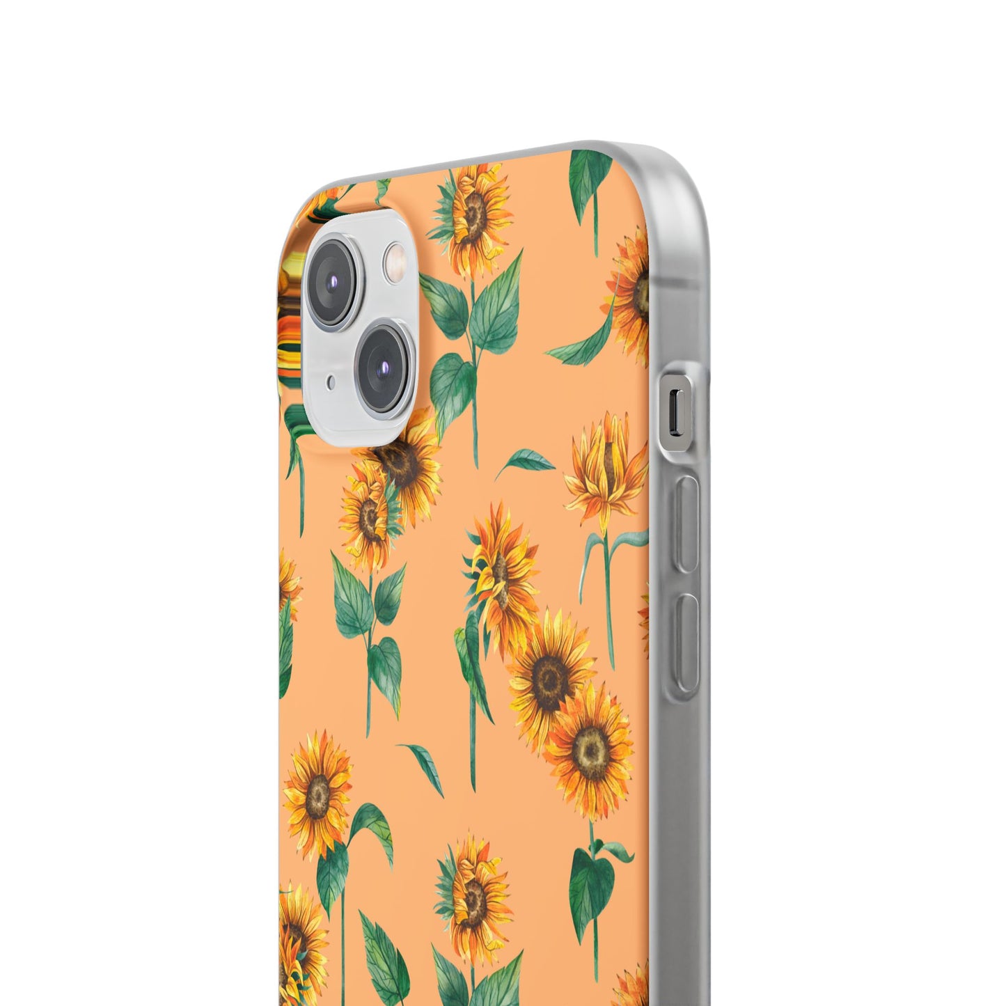 Sunflower Pattern Flexi Case — Floral Phone Case on Peach Background