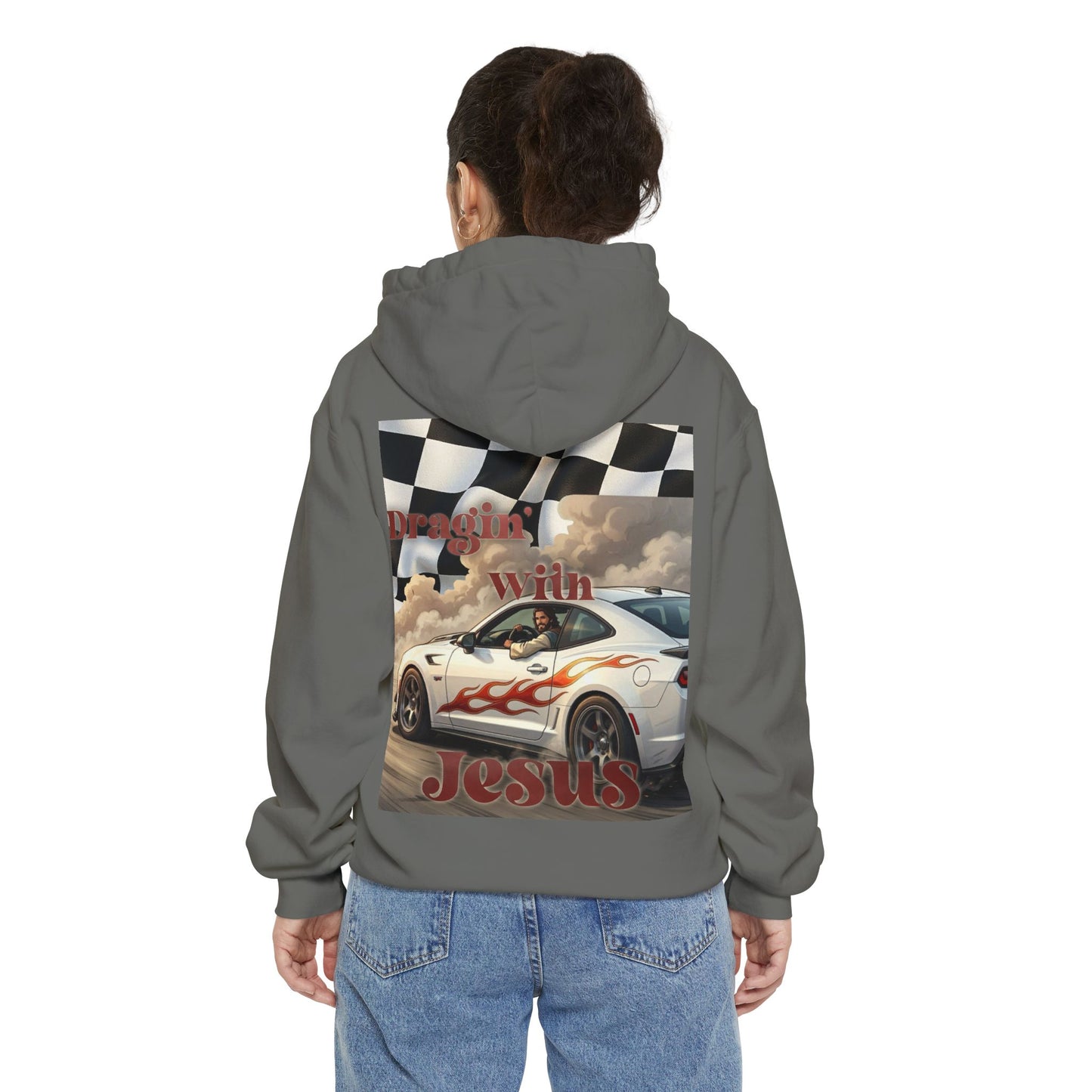 Dragin with Jesus Hoodie — Small Chest Print