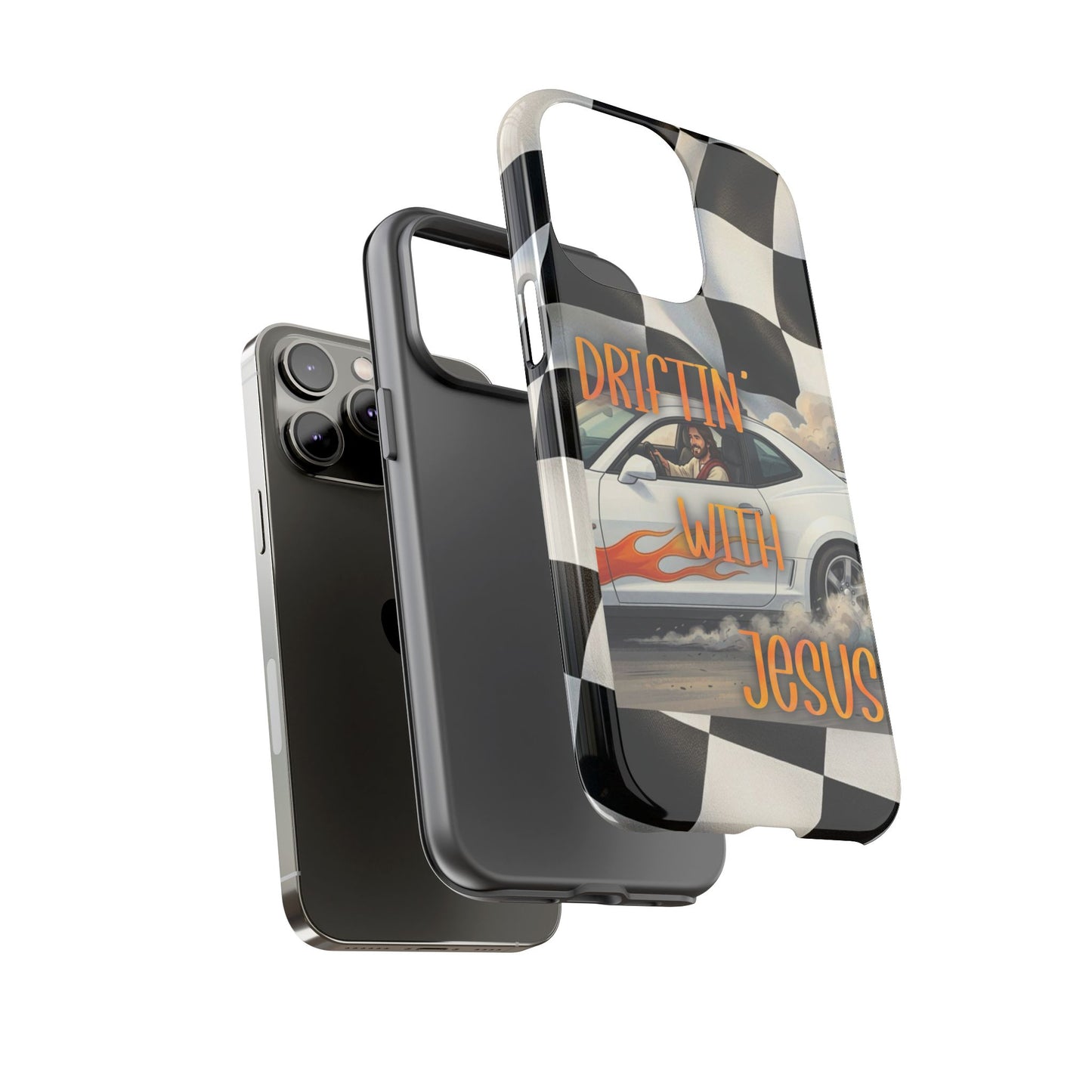 Phone Case — "Driftin' with Jesus" Racing Flag Design- iPhone