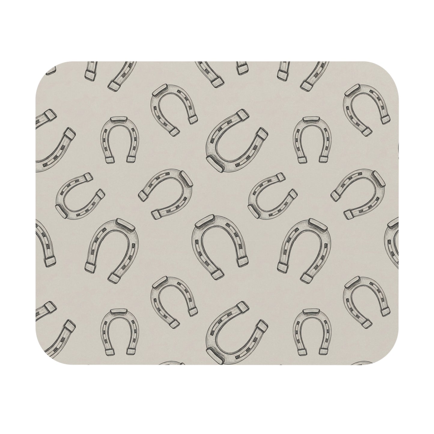 Horseshoe Pattern Mouse Pad — Neutral Ranch Desk Mat for Equestrian Fans