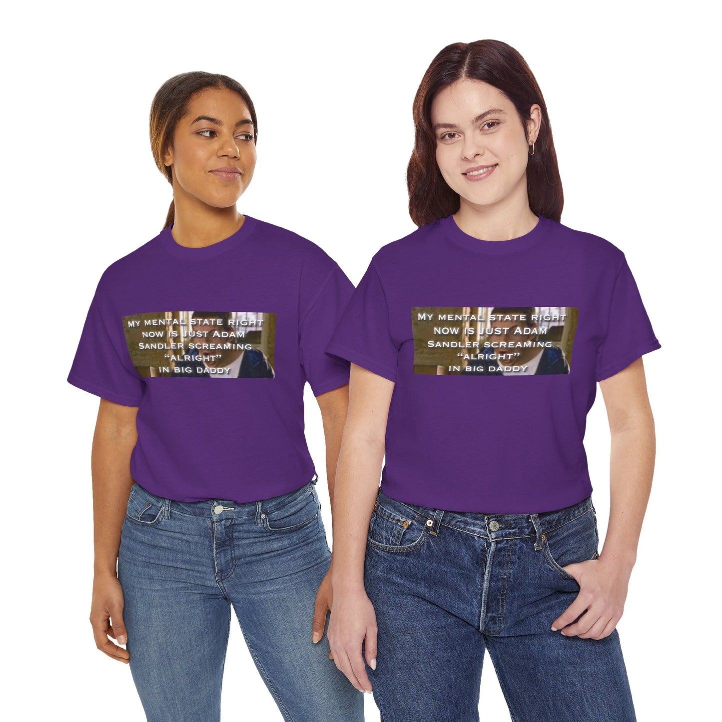 Adam Sandler Meme T-Shirt — "My Mental State Right Now Is Adam Sandler Screaming 'Alright' In big Daddy"