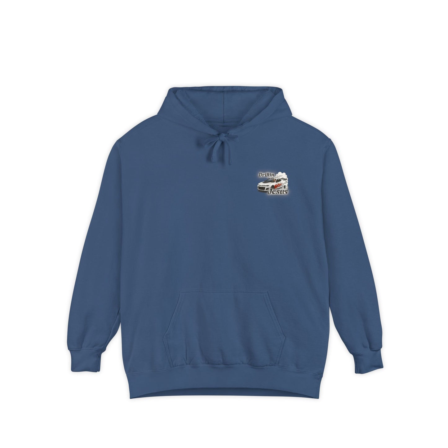 Classic Car Hoodie — Small Chest Graphic “drifting with jesus" Pullover