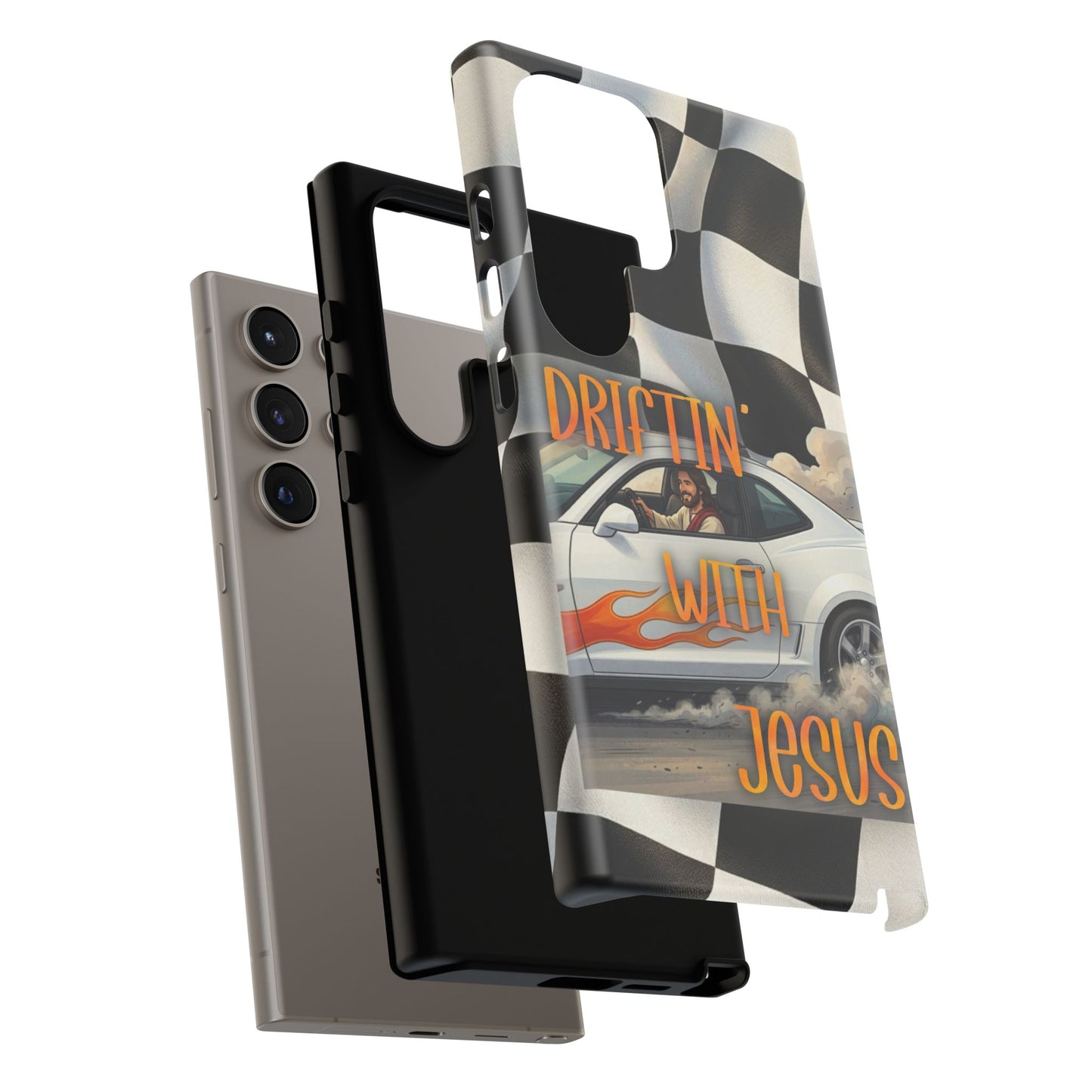 Phone Case — "Driftin' With Jesus" Racing Crosscheck Design - Samsung/ Google phones