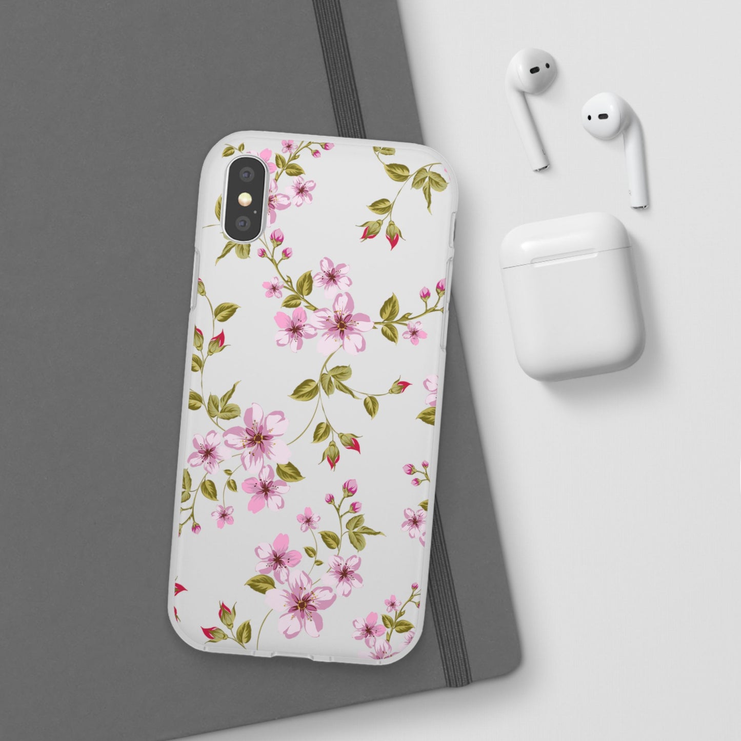 Floral Pink Blossom Flexi Case — Slim Protective Phone Case with Watercolor Cherry Blossom Design