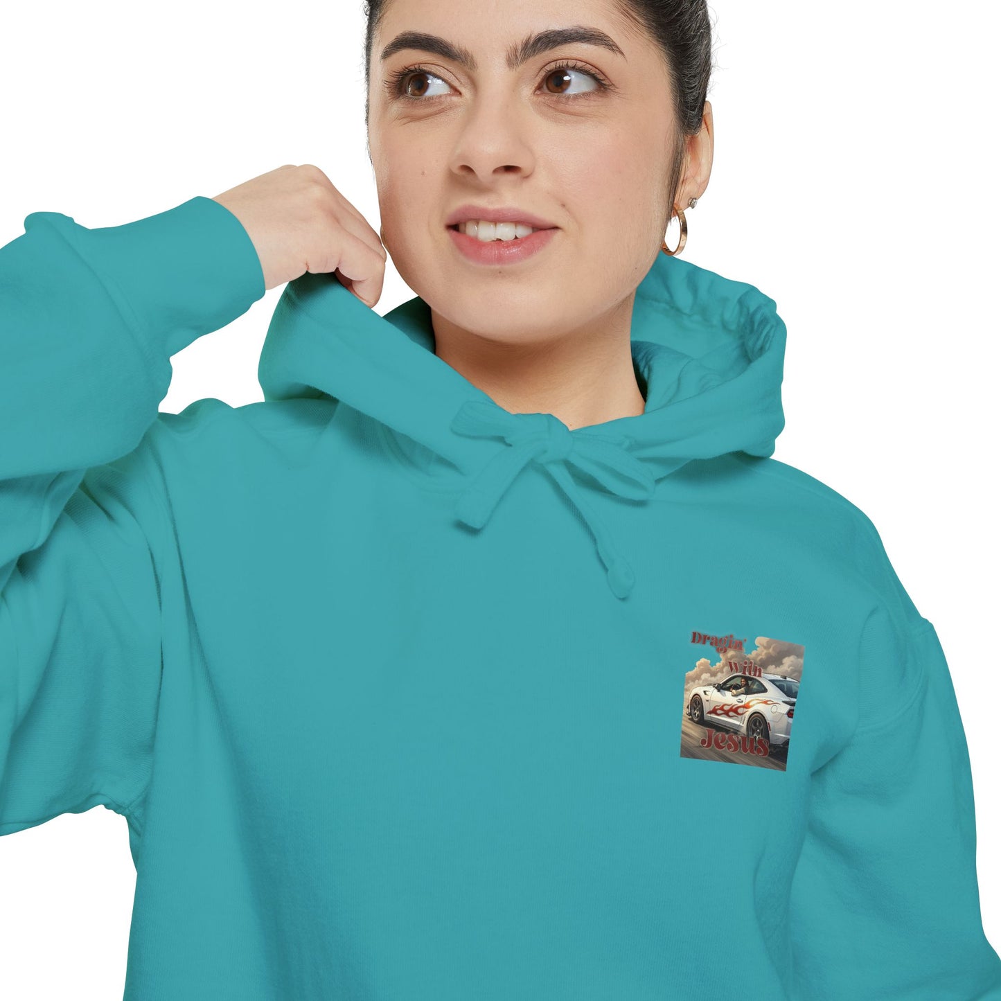 Dragin with Jesus Hoodie — Small Chest Print