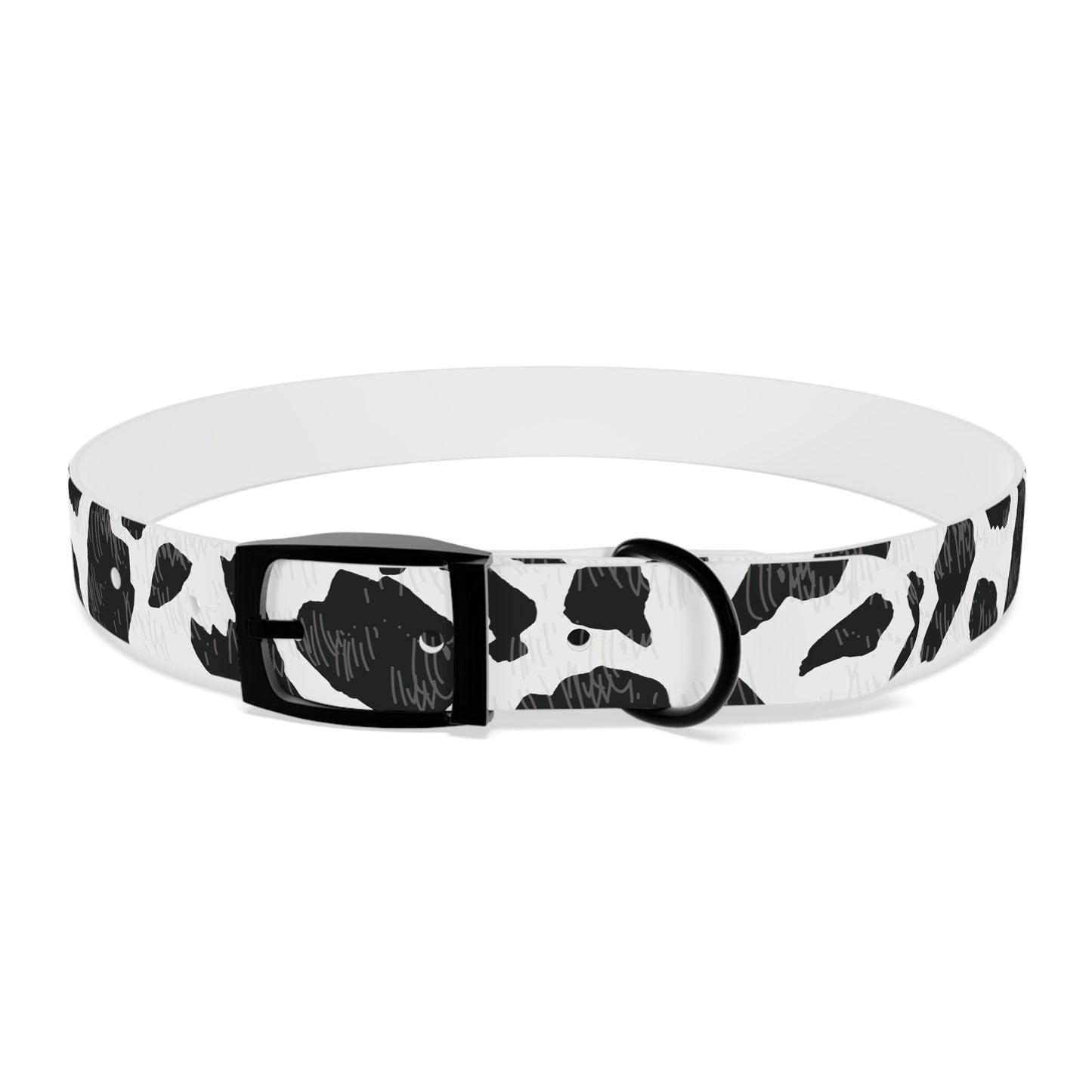 Cow Print Dog Collar — Black & White Spot Pattern