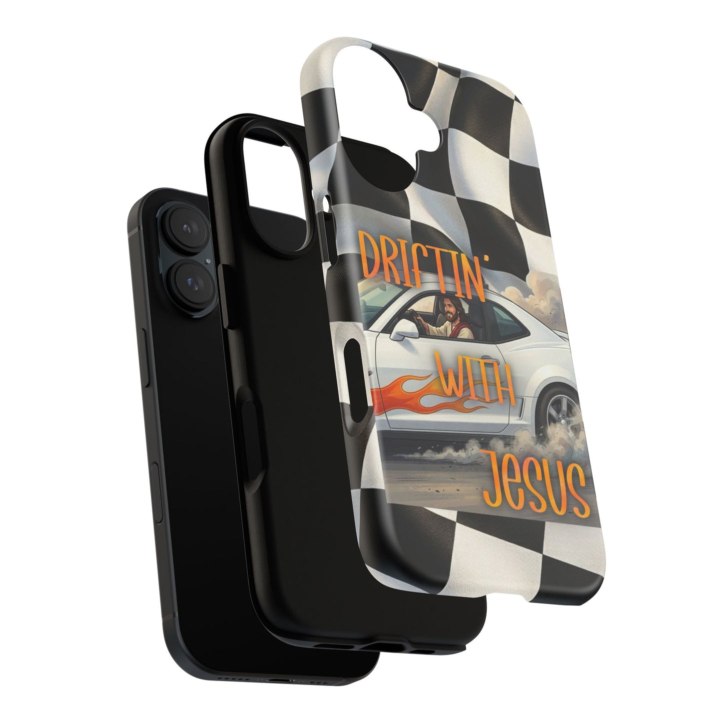 Phone Case — "Driftin' with Jesus" Racing Flag Design- iPhone