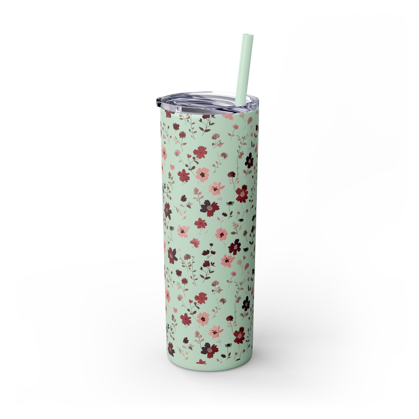 Floral Skinny Tumbler 20oz – Pink Blossom Straw Cup